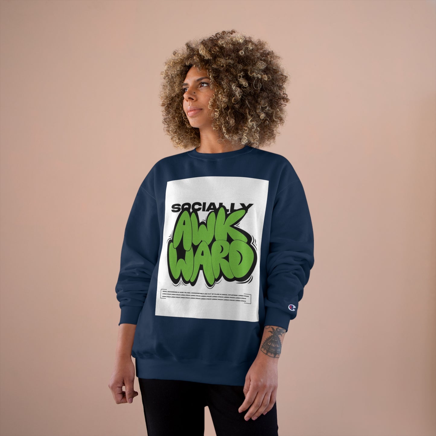 Socially Awkward Champion Sweatshirt - Trendy Graphic Casual Wear