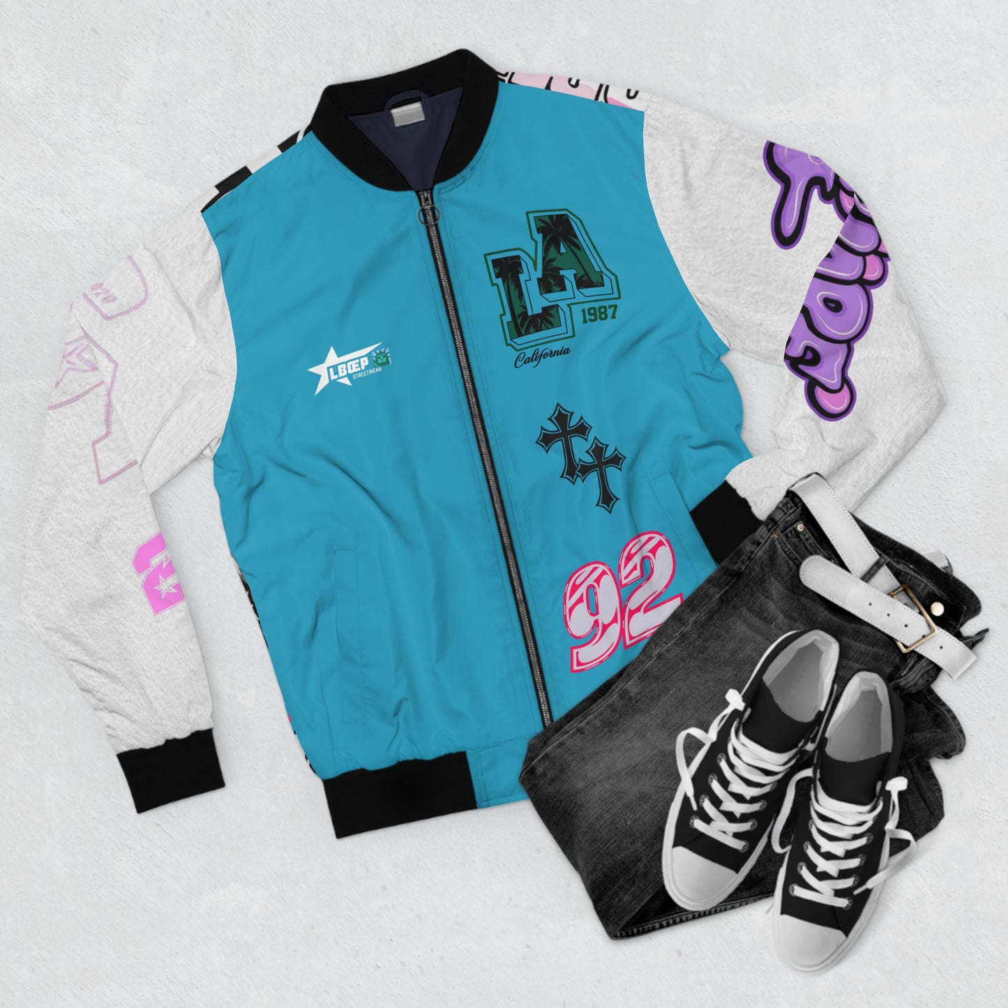 Retro Street Art Men's Bomber Jacket - Cool Urban Vibes