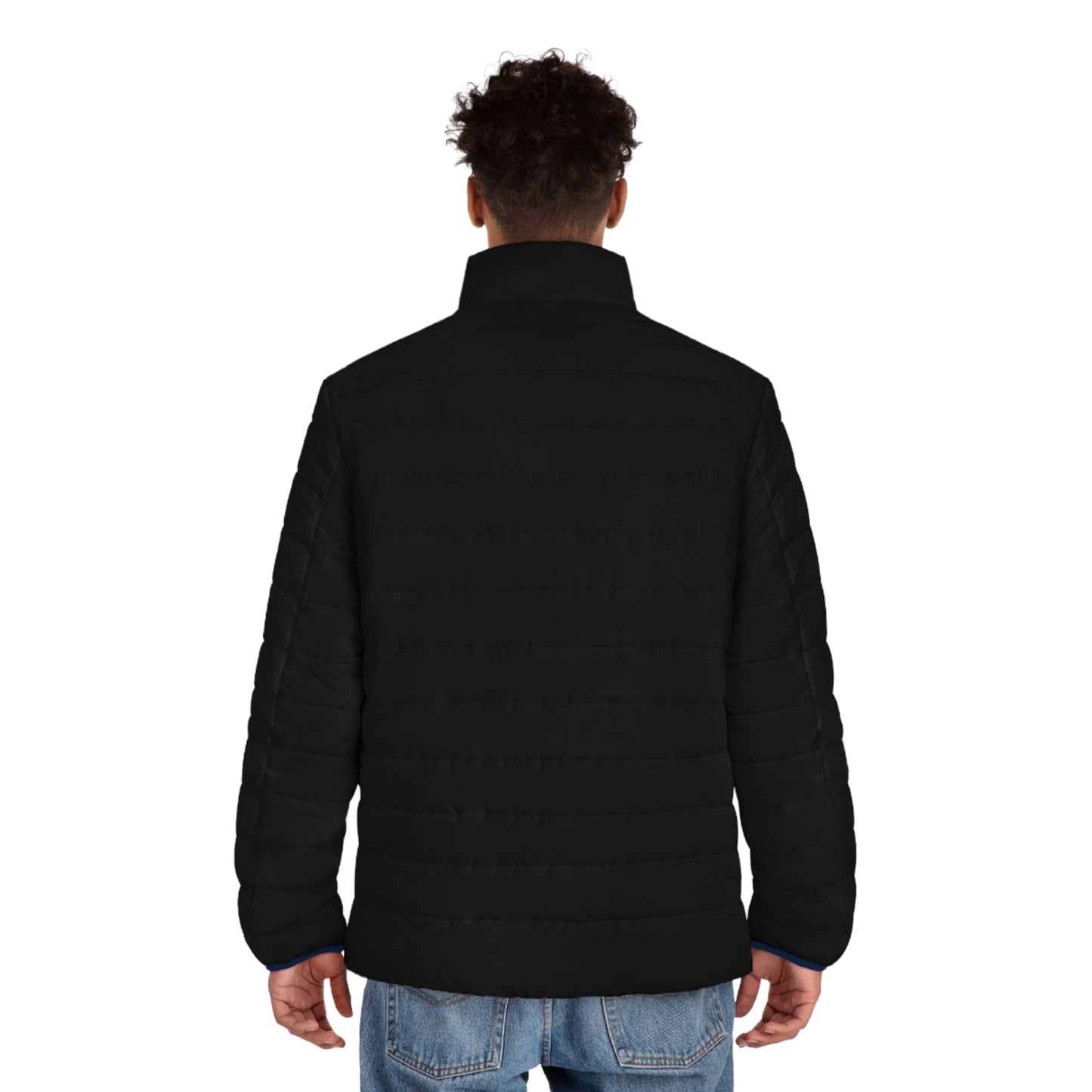 Men's Black Puffer Jacket with Subtle Star Logo – Lightweight Insulated Coat