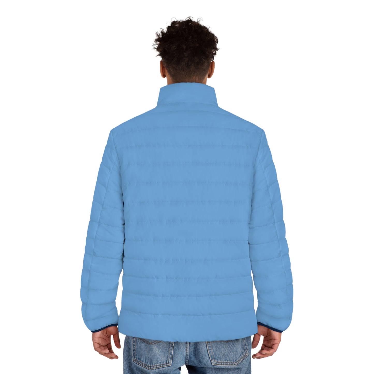 Puffer Jacket — Light Blue Embroidered Star Logo
