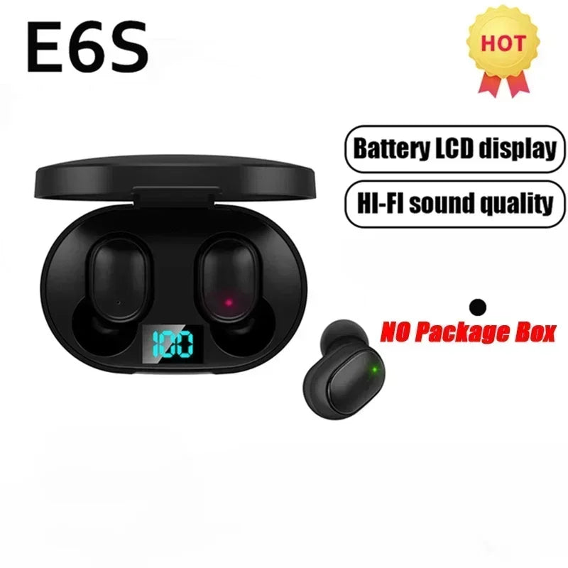 E6S TWS Wireless Earbuds LED Battery Display Noise Cancelling + Mic Waterproof