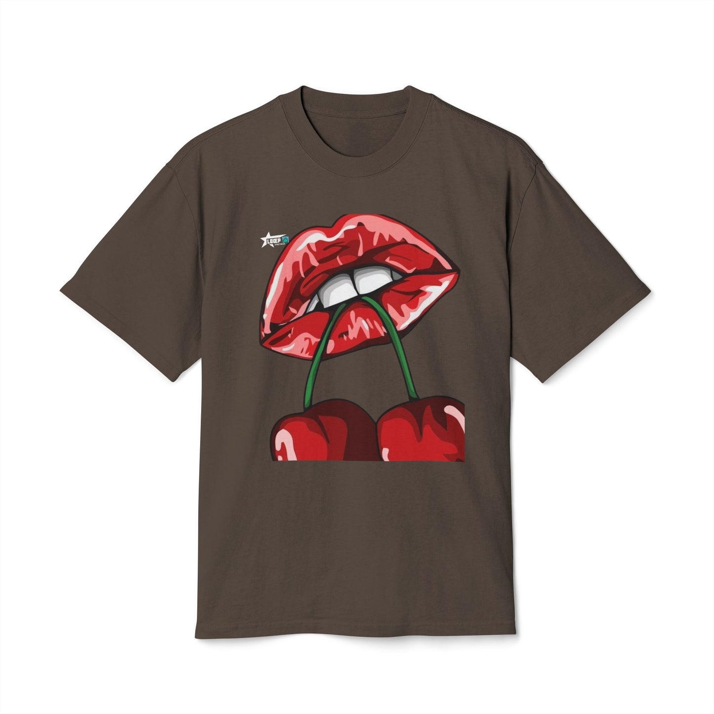 Unisex Heavy Faded Tee - Cherry Lips and Rose Graphic T-Shirt