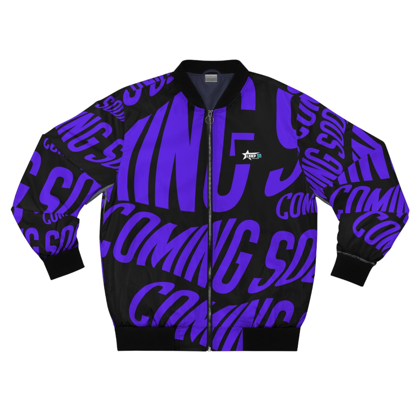 Men's Bomber Jacket - Bold 'Coming Soon' Graphic - Stylish Streetwear Outerwear