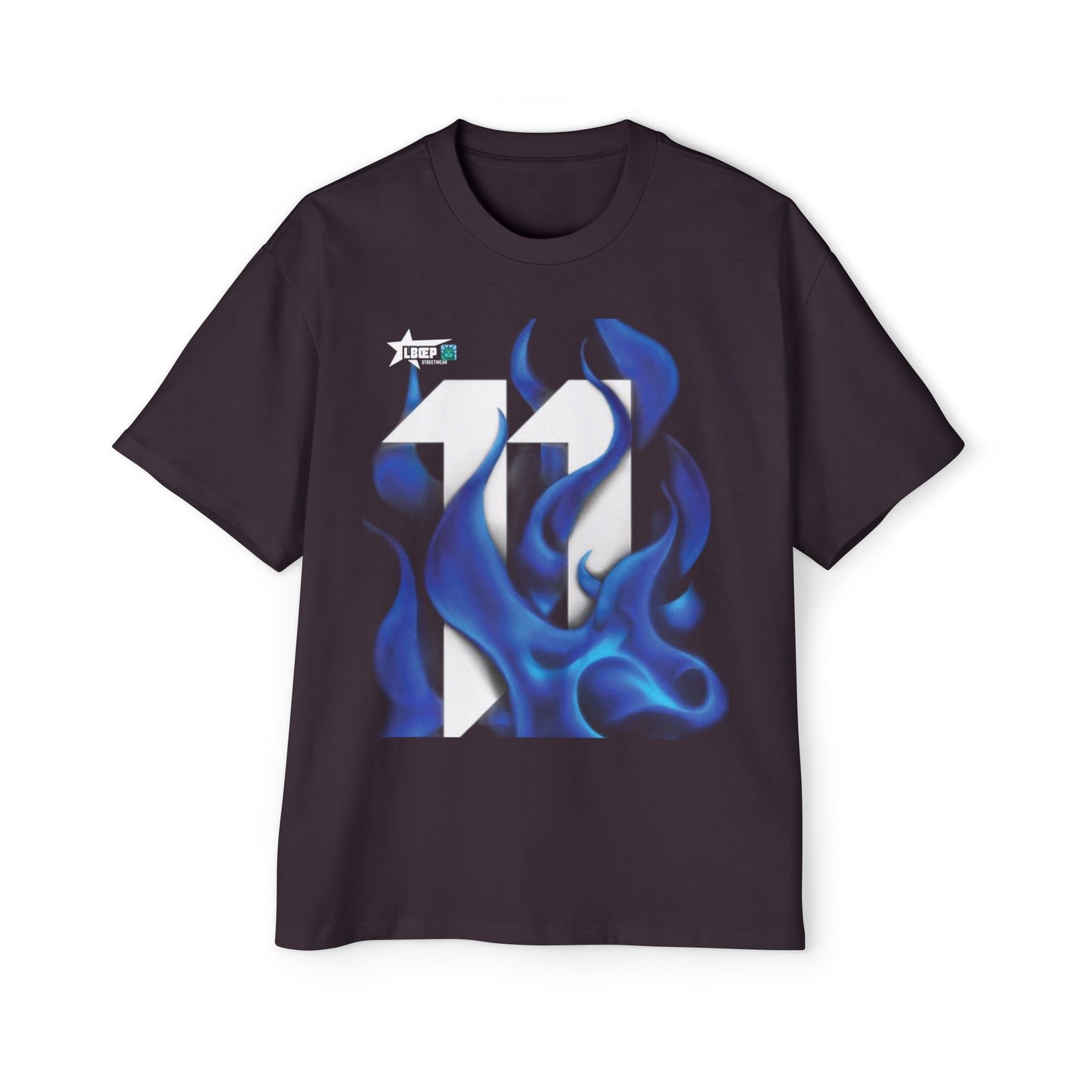 Blue Flame Graphic Tee — Men's Oversized Streetwear T-Shirt
