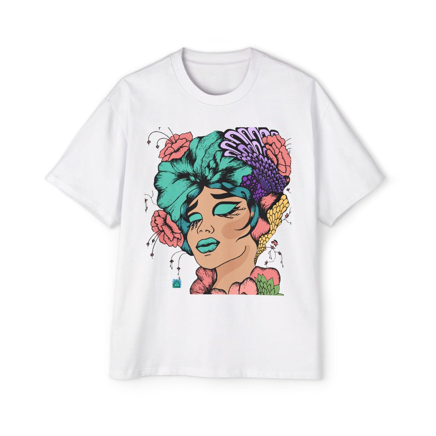 Graphic Tee — Vibrant Floral Pop-Art Portrait