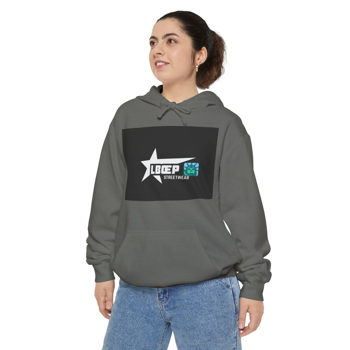 Unisex Garment-Dyed Hoodie - Trendy LBEP Streetwear with Spiked Plush Bear Design