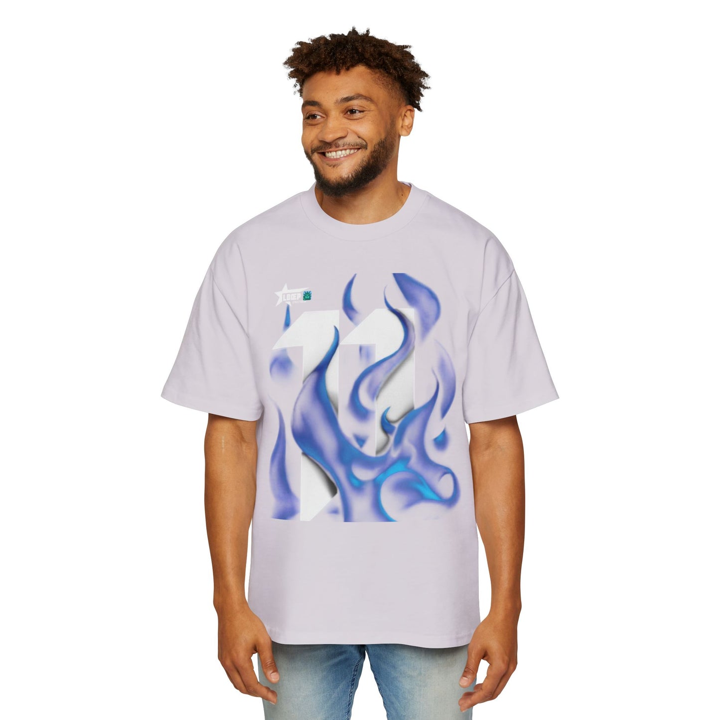 Blue Flame Graphic Tee — Men's Oversized Streetwear T-Shirt