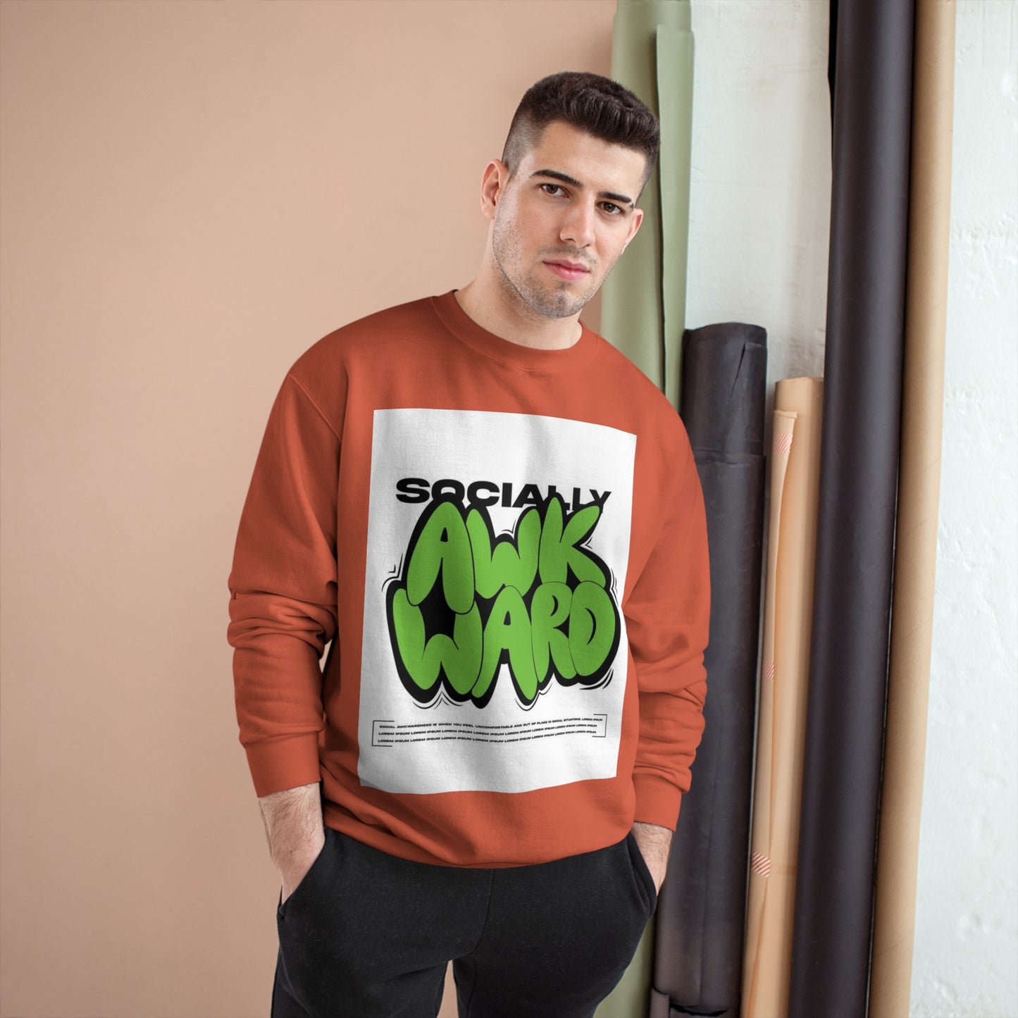 Socially Awkward Champion Sweatshirt - Trendy Graphic Casual Wear