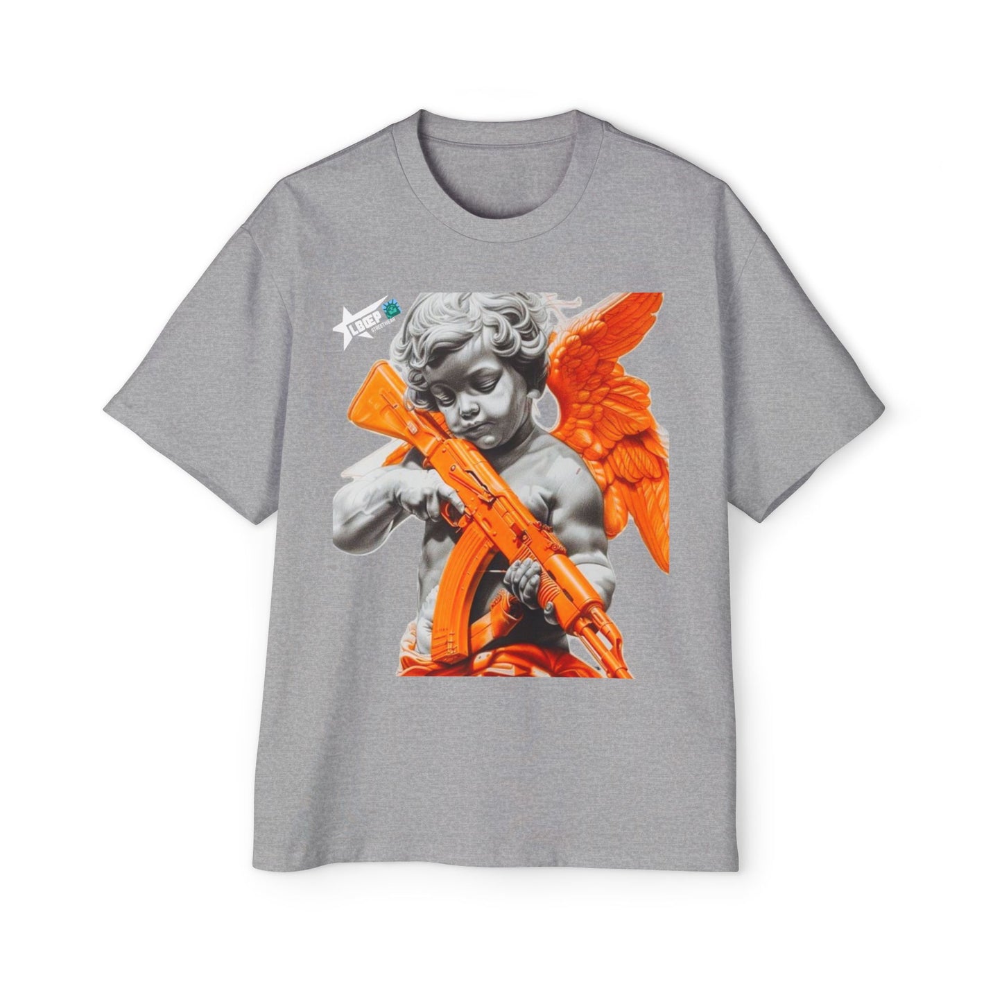 Men's Heavy Oversized Tee - Bold Angel Graphic Tee for Streetwear Style