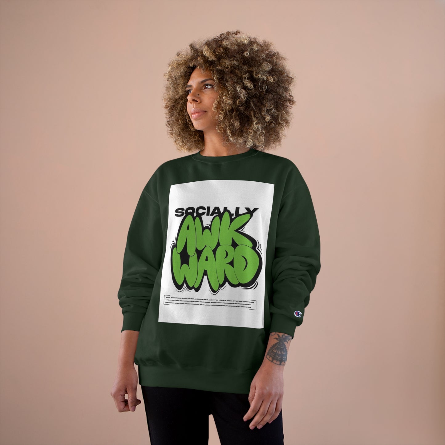 Socially Awkward Champion Sweatshirt - Trendy Graphic Casual Wear