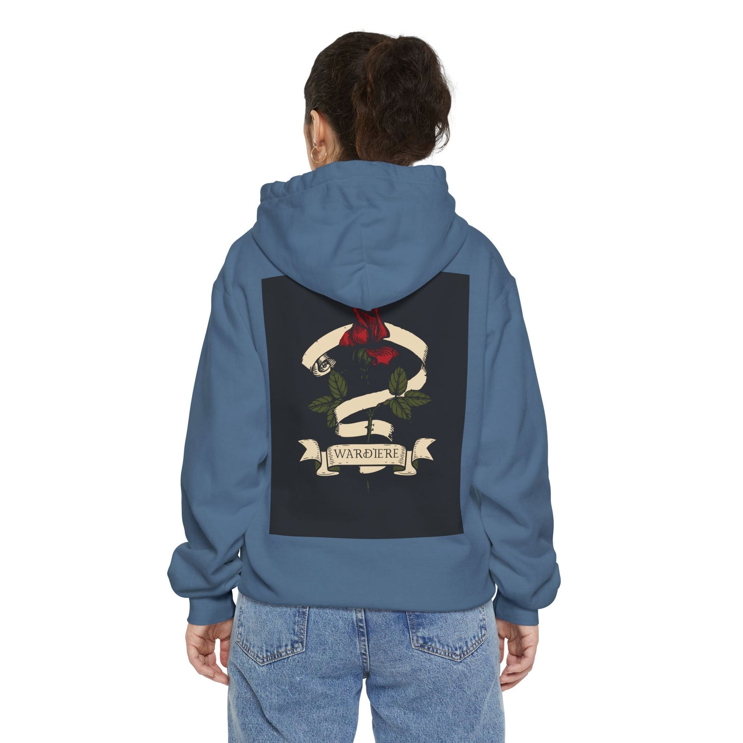Unisex Garment-Dyed Hoodie with Vintage Bird Design