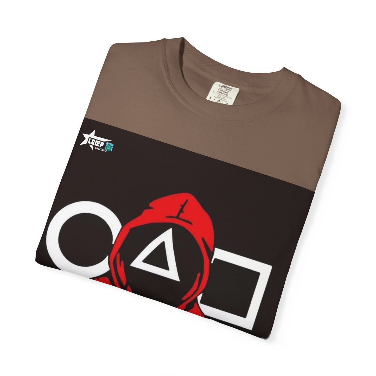 Squid Game Red Hood T-Shirt — Mask Symbols Circle Triangle Square Graphic Tee