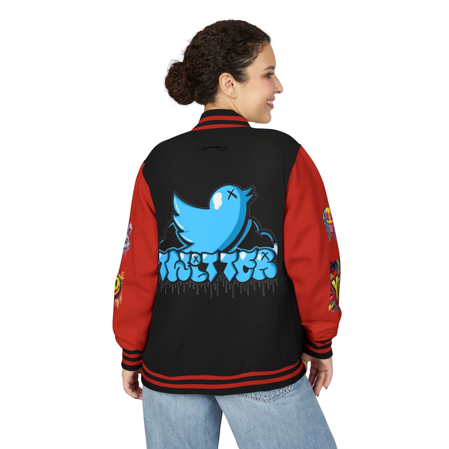 Trendy Unisex Heavyweight Letterman Jacket with Bold Graphics