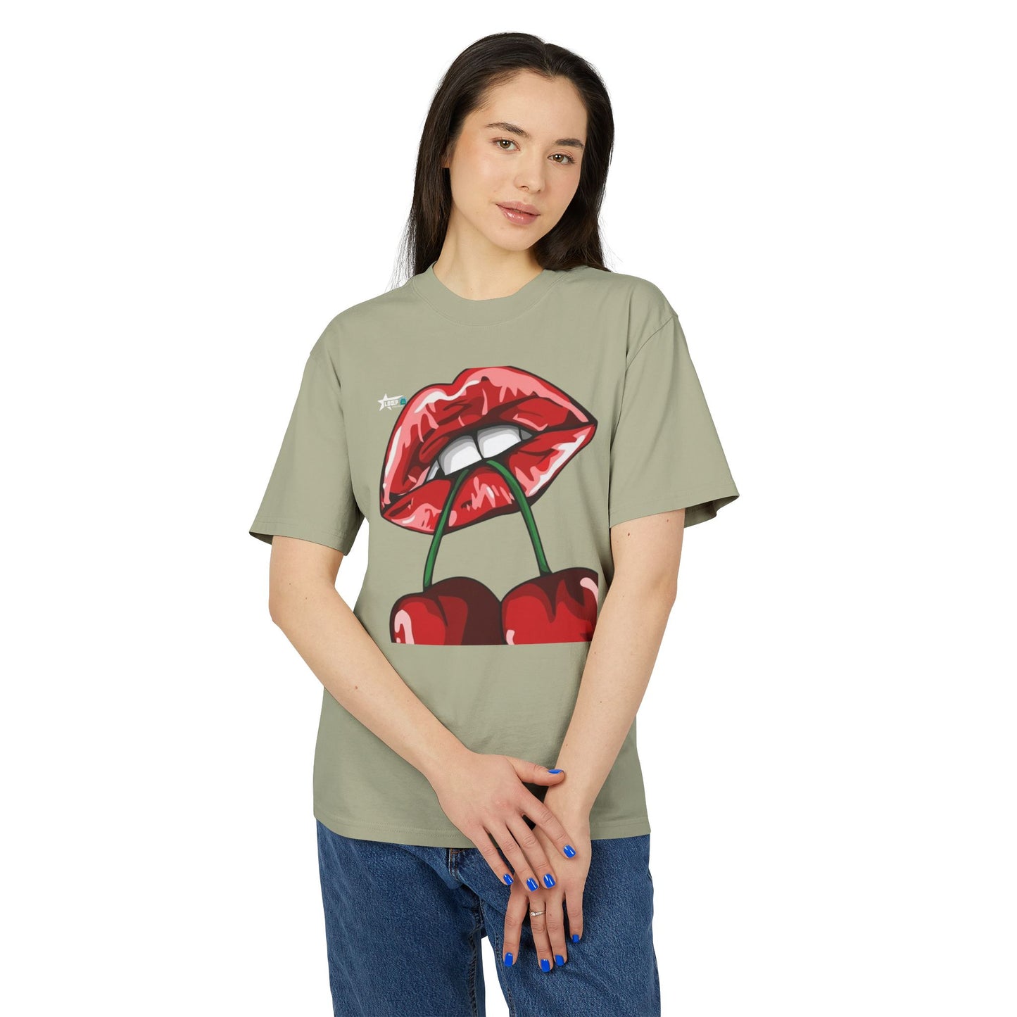 Unisex Heavy Faded Tee - Cherry Lips and Rose Graphic T-Shirt