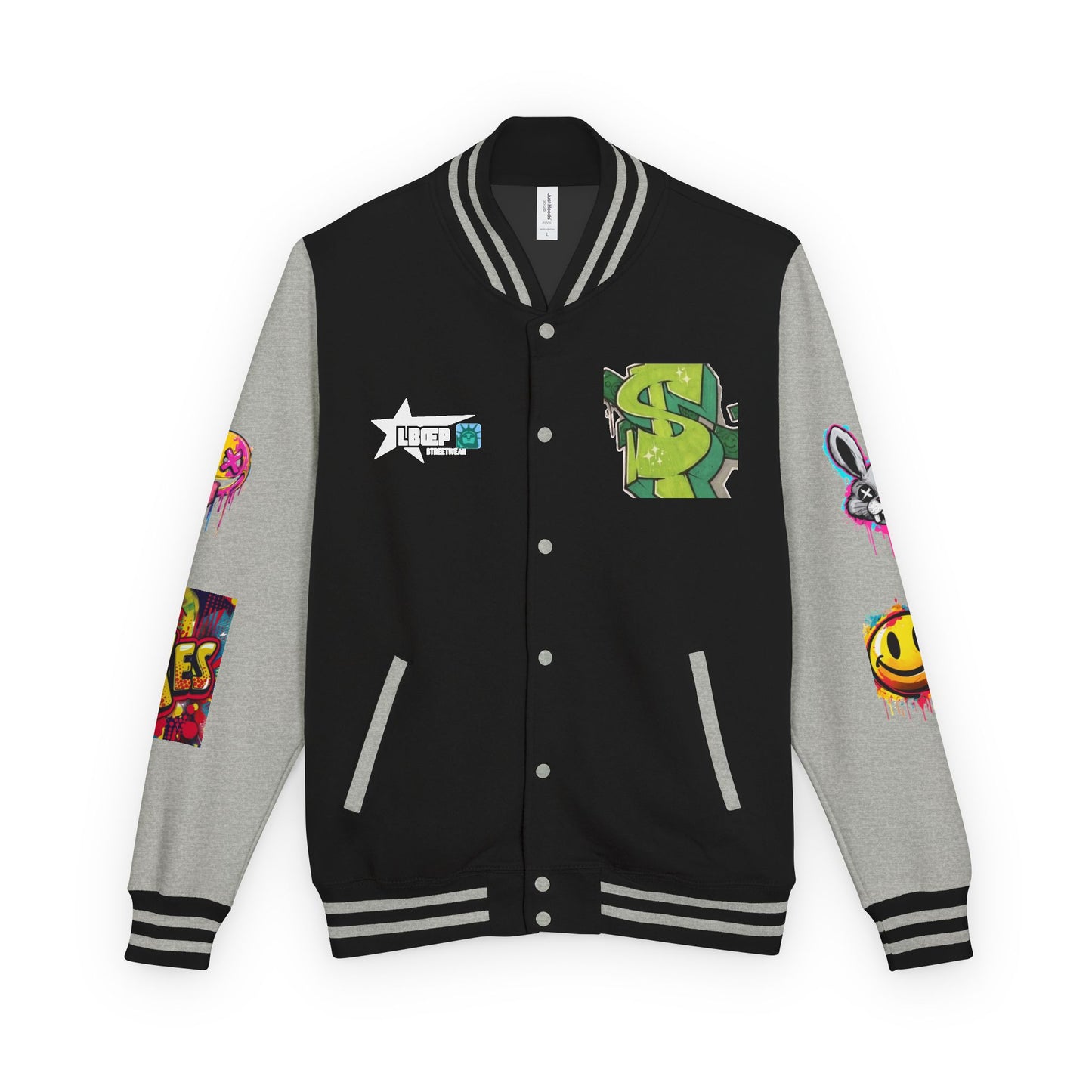 Trendy Unisex Heavyweight Letterman Jacket with Bold Graphics