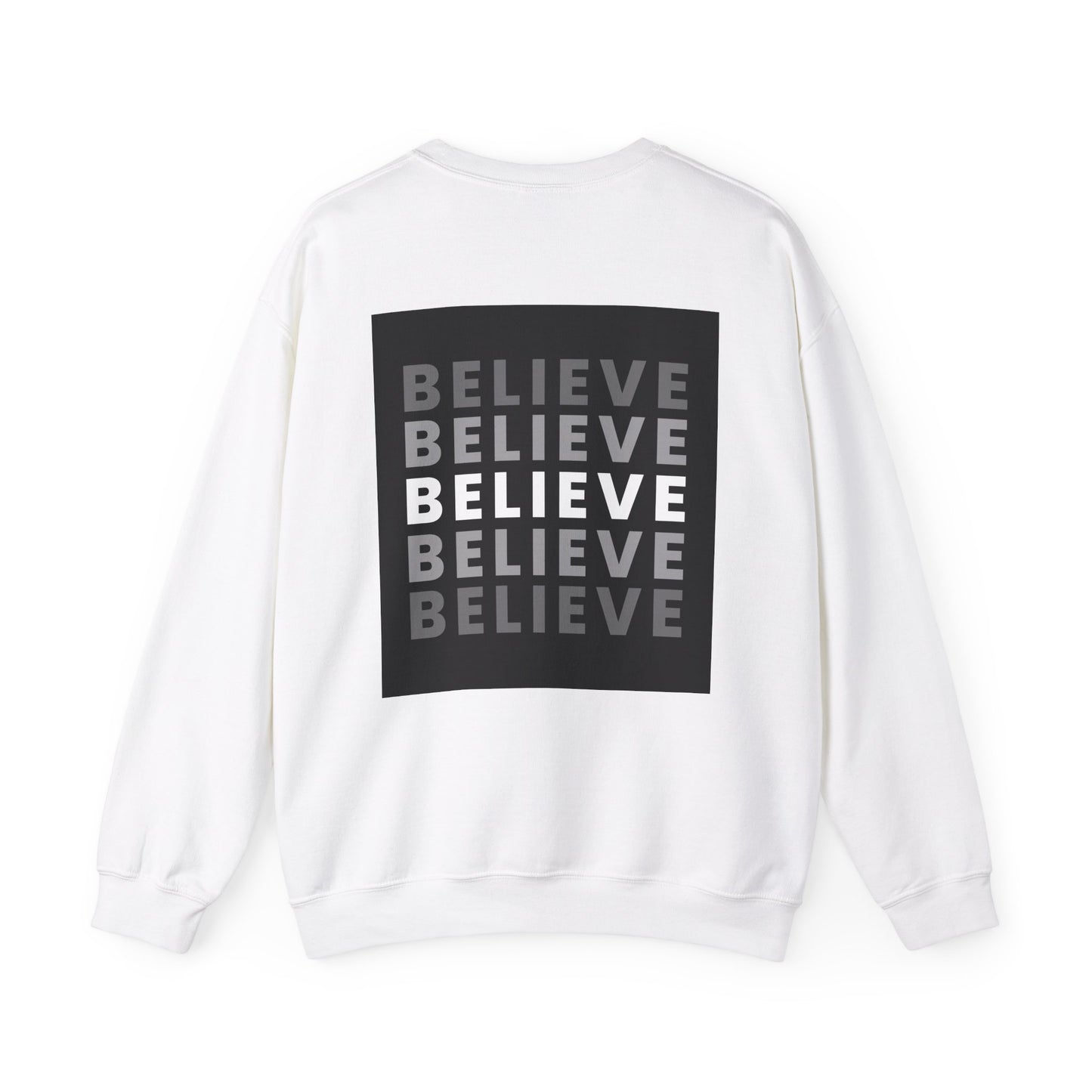 Unisex Heavy Blend™ Crewneck Sweatshirt - 'Believe' Motivational Graphic