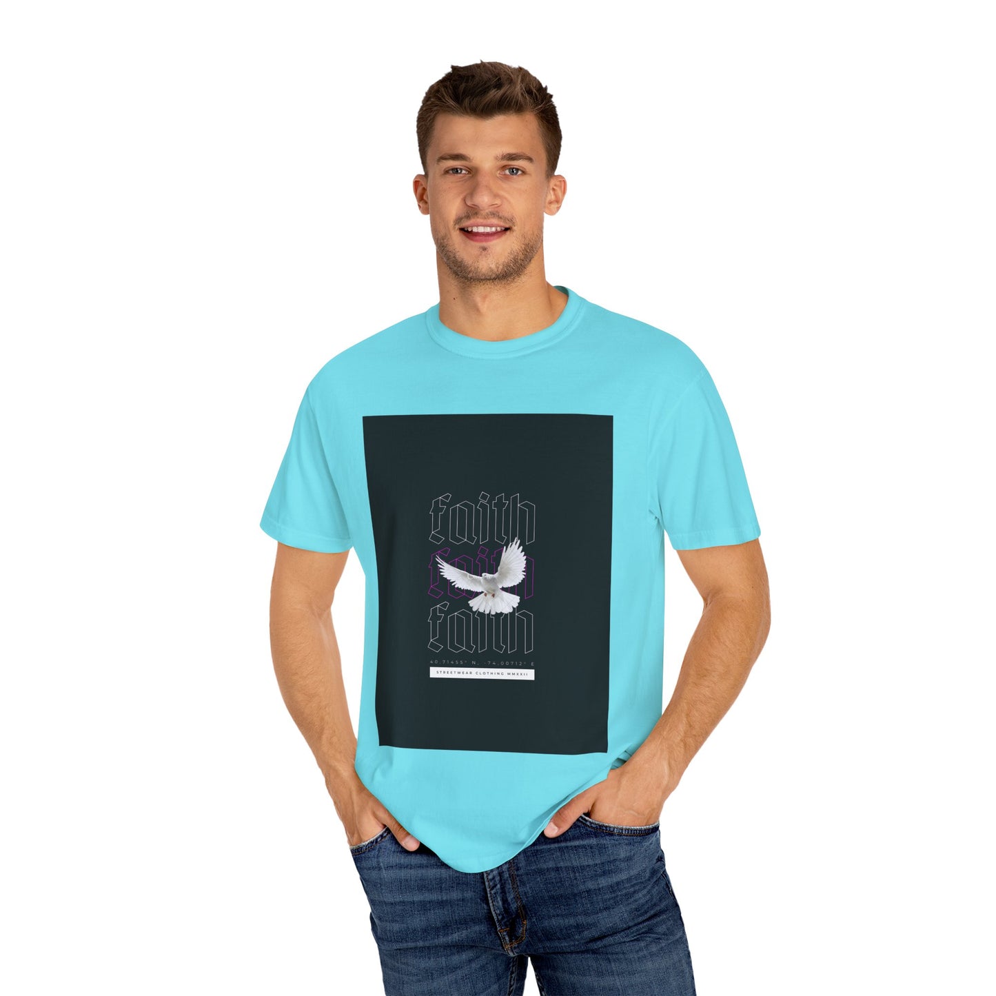 Unisex Garment-Dyed Faith T-Shirt - Inspirational Design with Dove - Perfect for Spirituality and Everyday Wear