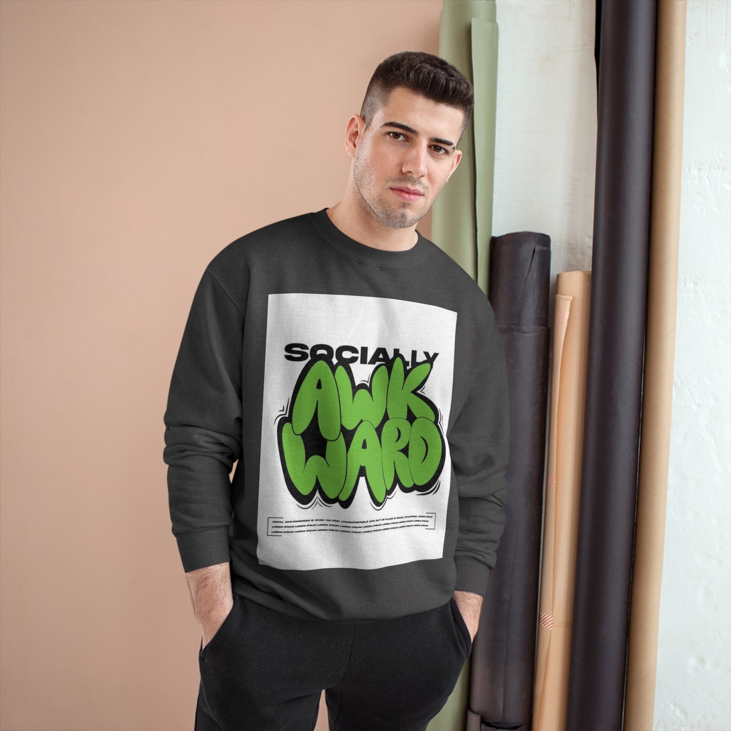 Socially Awkward Champion Sweatshirt - Trendy Graphic Casual Wear