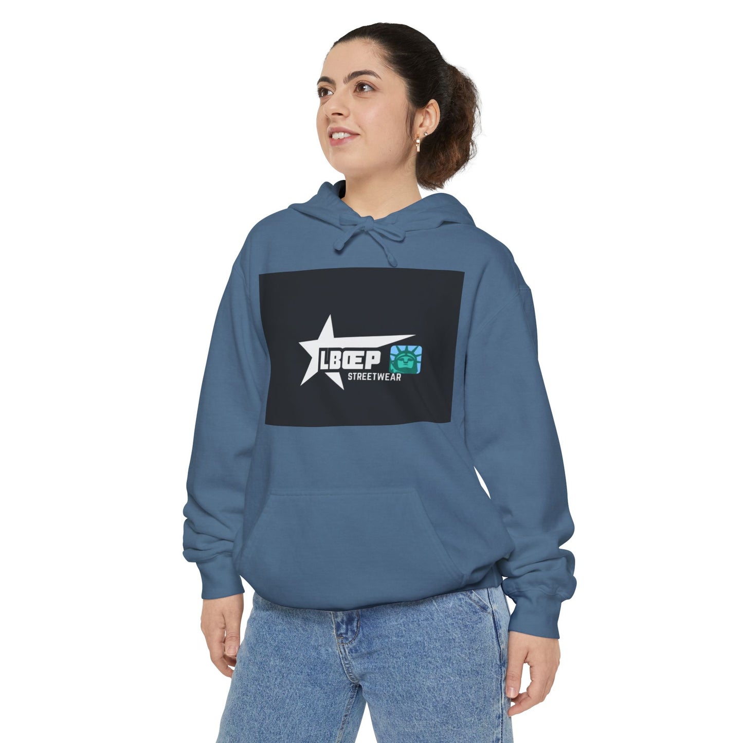Unisex Garment-Dyed Hoodie - Trendy LBEP Streetwear with Spiked Plush Bear Design