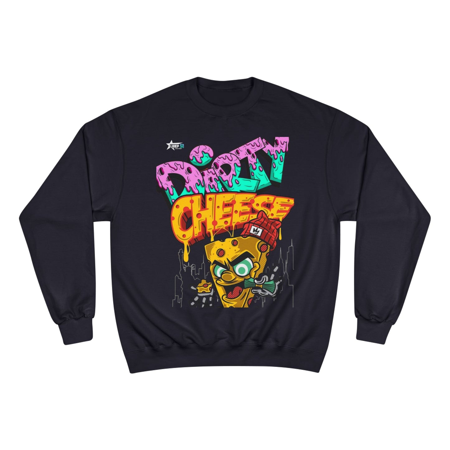 Funny Champion Sweatshirt - 'Dirty Cheese' Graphic Tee - Streetwear Style for Casual Parties