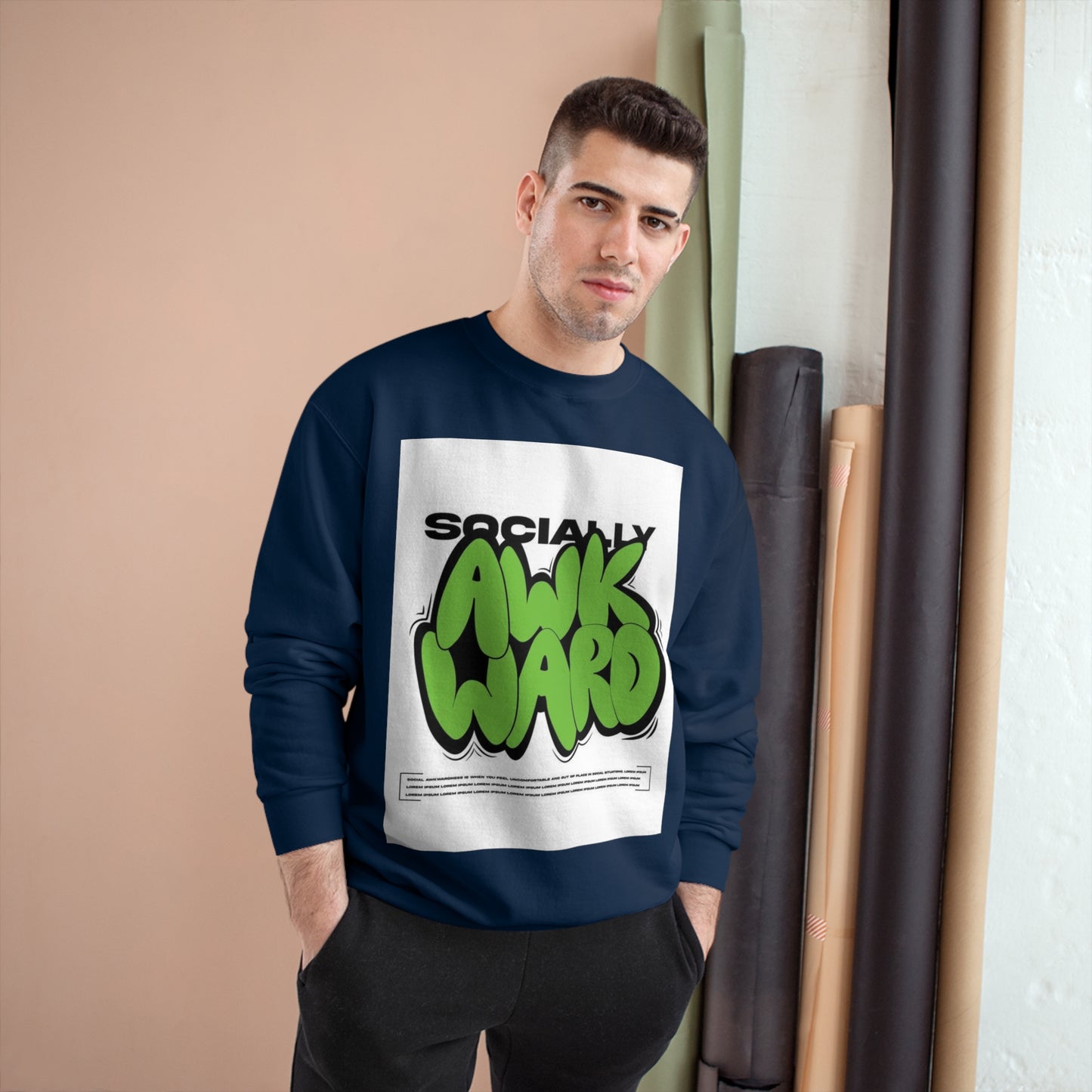 Socially Awkward Champion Sweatshirt - Trendy Graphic Casual Wear