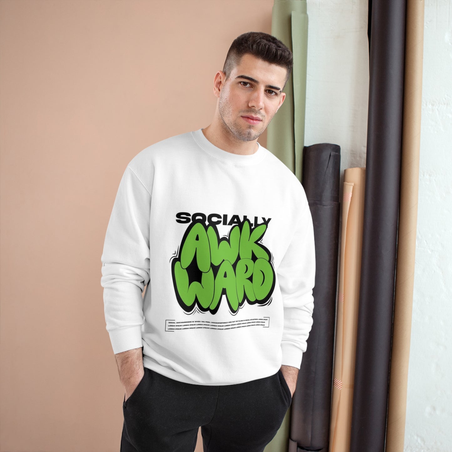 Socially Awkward Champion Sweatshirt - Trendy Graphic Casual Wear