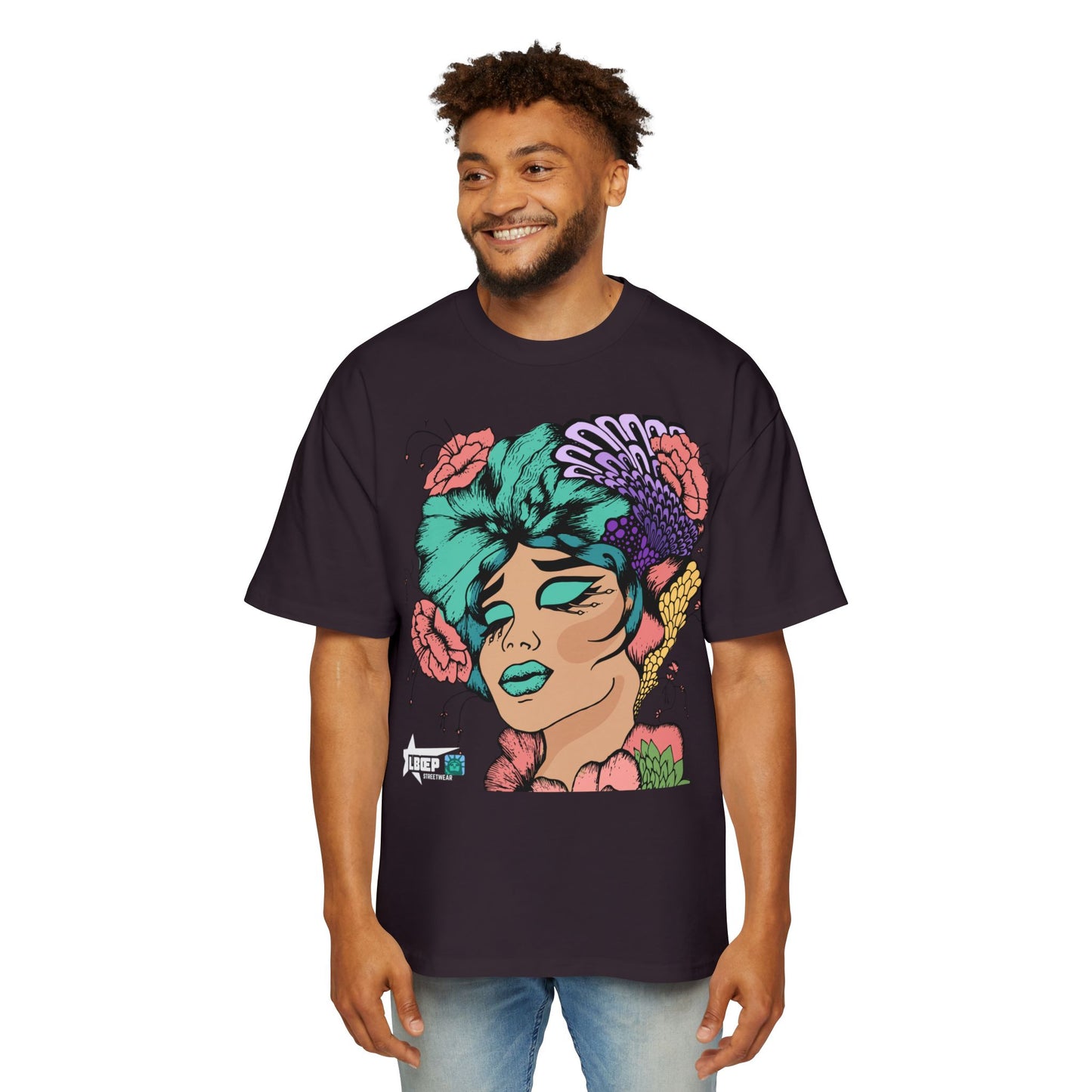 Graphic Tee — Vibrant Floral Pop-Art Portrait