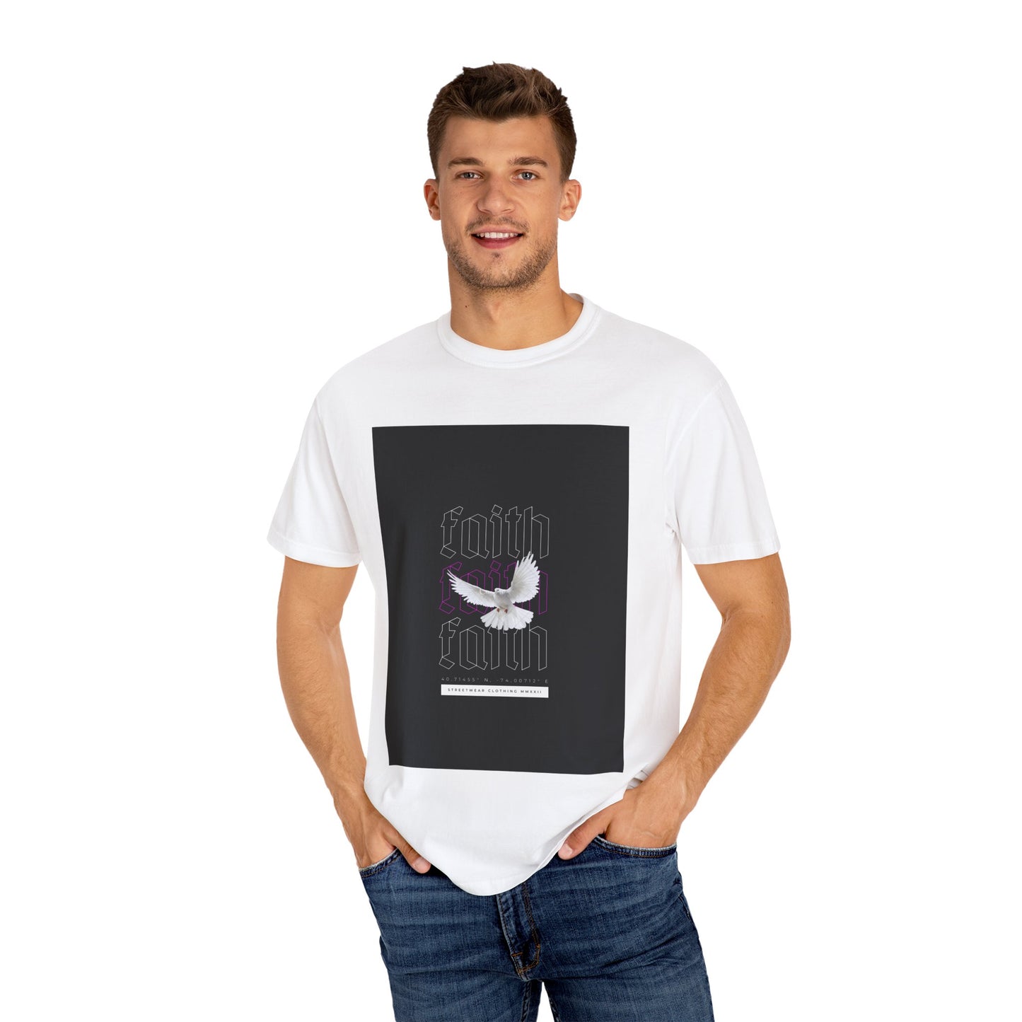 Unisex Garment-Dyed Faith T-Shirt - Inspirational Design with Dove - Perfect for Spirituality and Everyday Wear