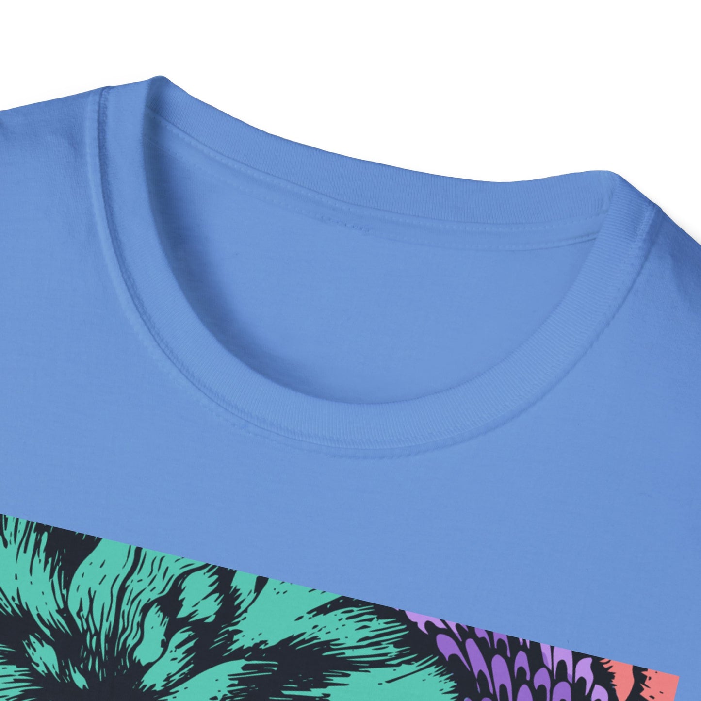 Vibrant Floral Art Unisex Softstyle T-Shirt - Colorful Bohemian Tee