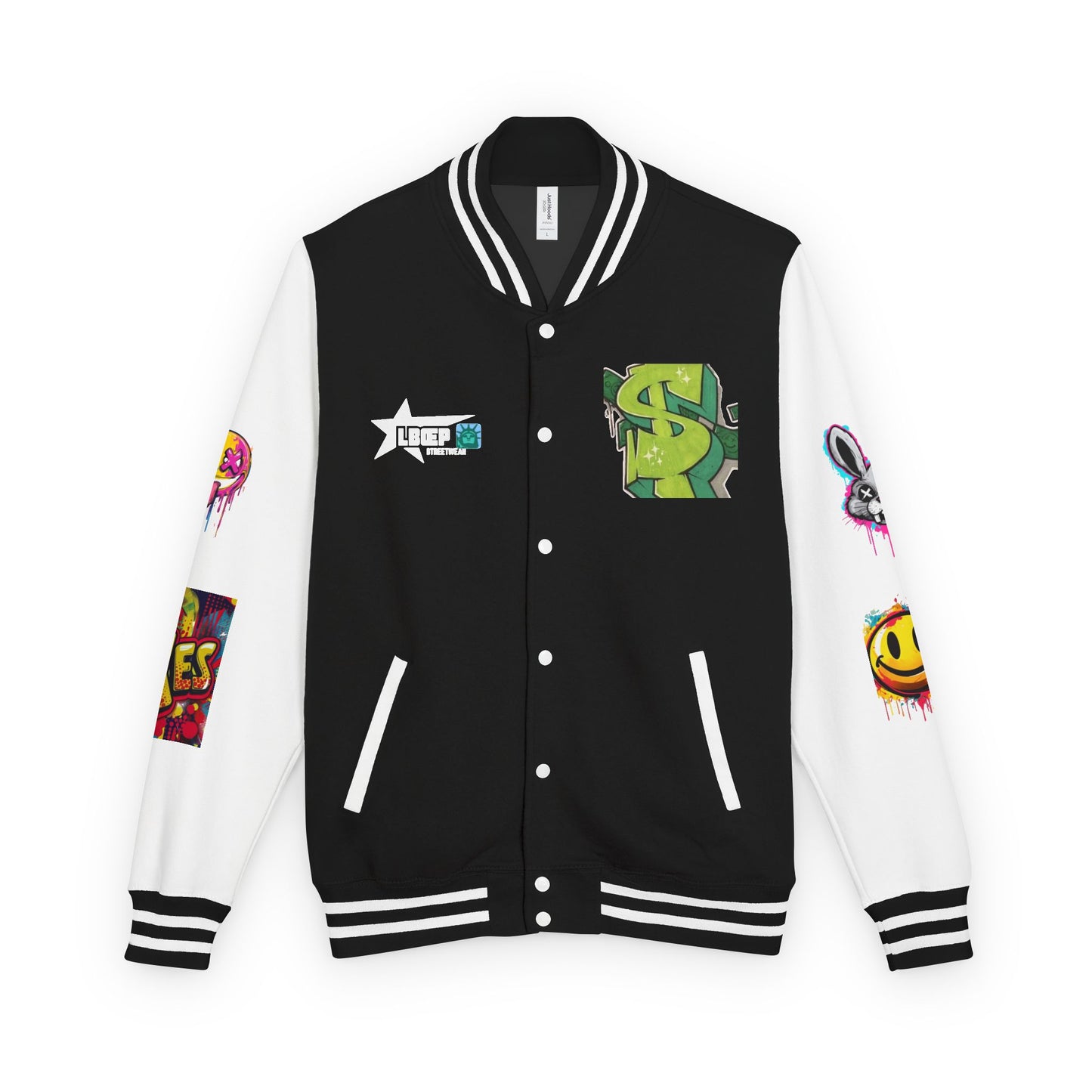 Trendy Unisex Heavyweight Letterman Jacket with Bold Graphics