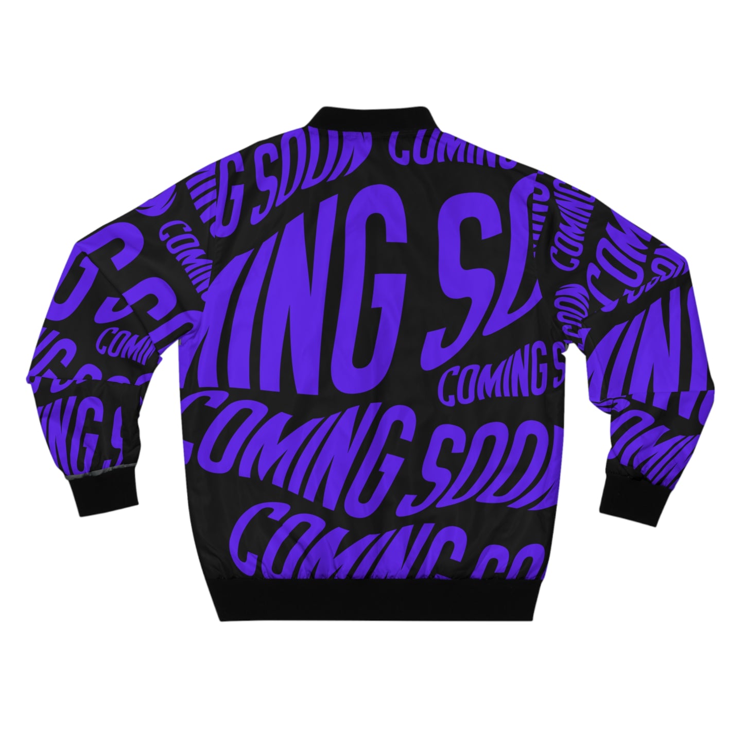 Men's Bomber Jacket - Bold 'Coming Soon' Graphic - Stylish Streetwear Outerwear
