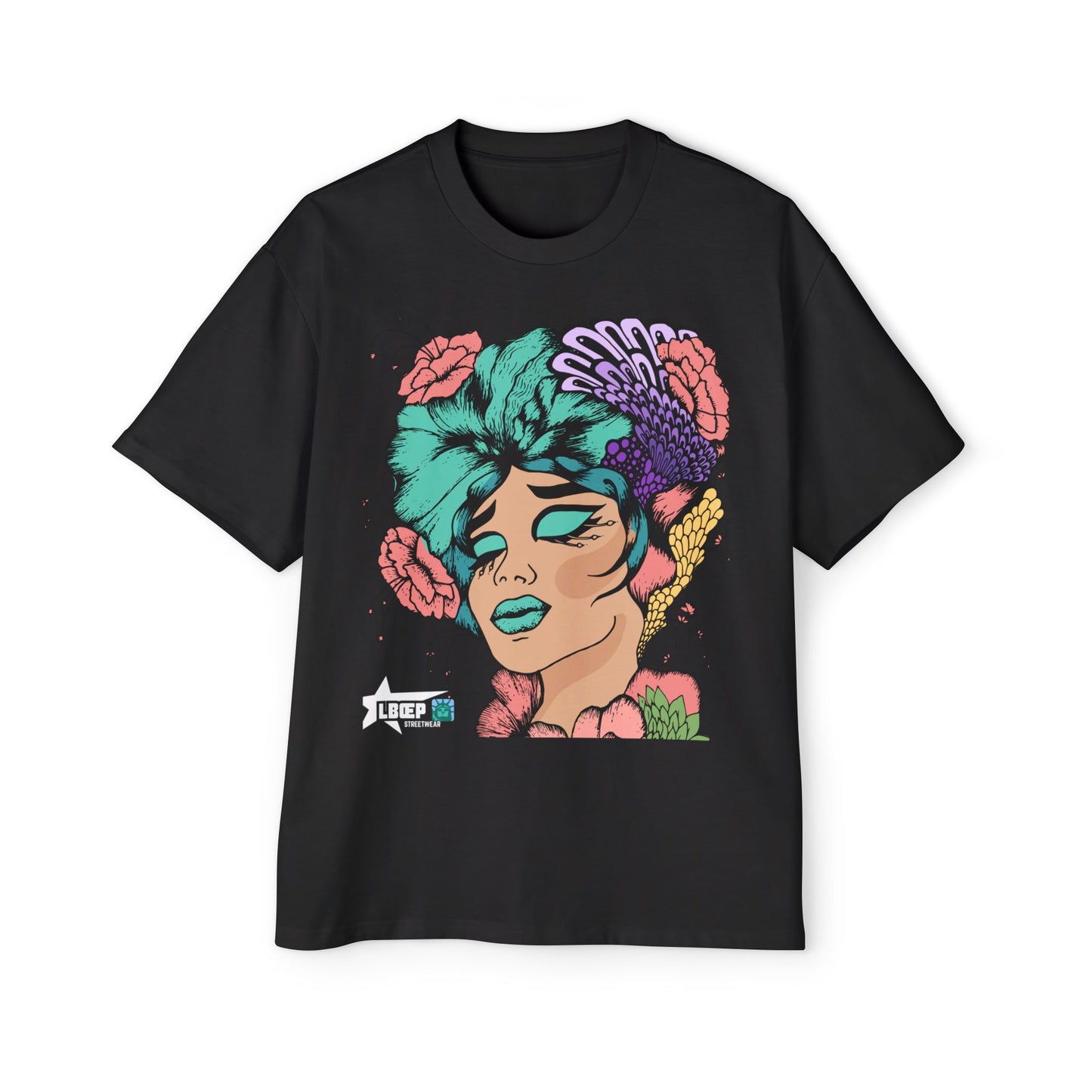 Graphic Tee — Vibrant Floral Pop-Art Portrait