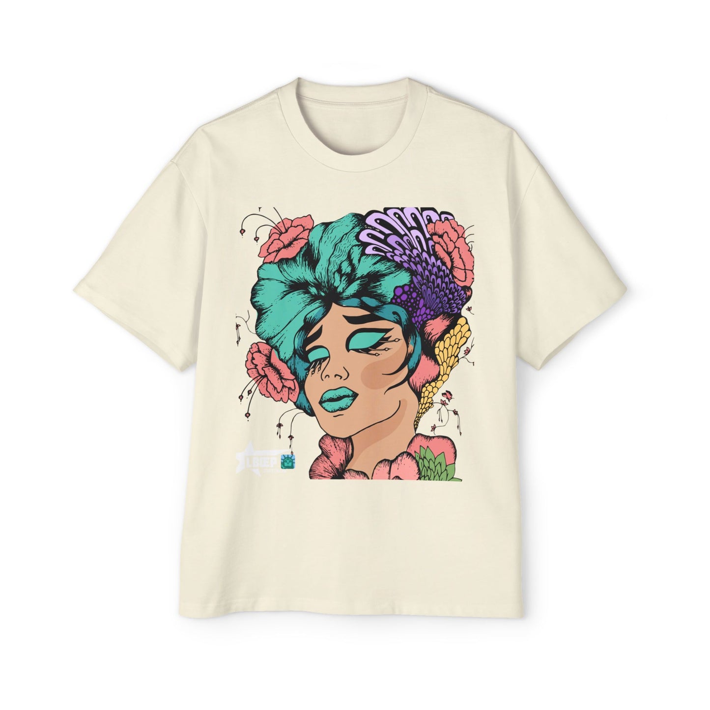 Graphic Tee — Vibrant Floral Pop-Art Portrait