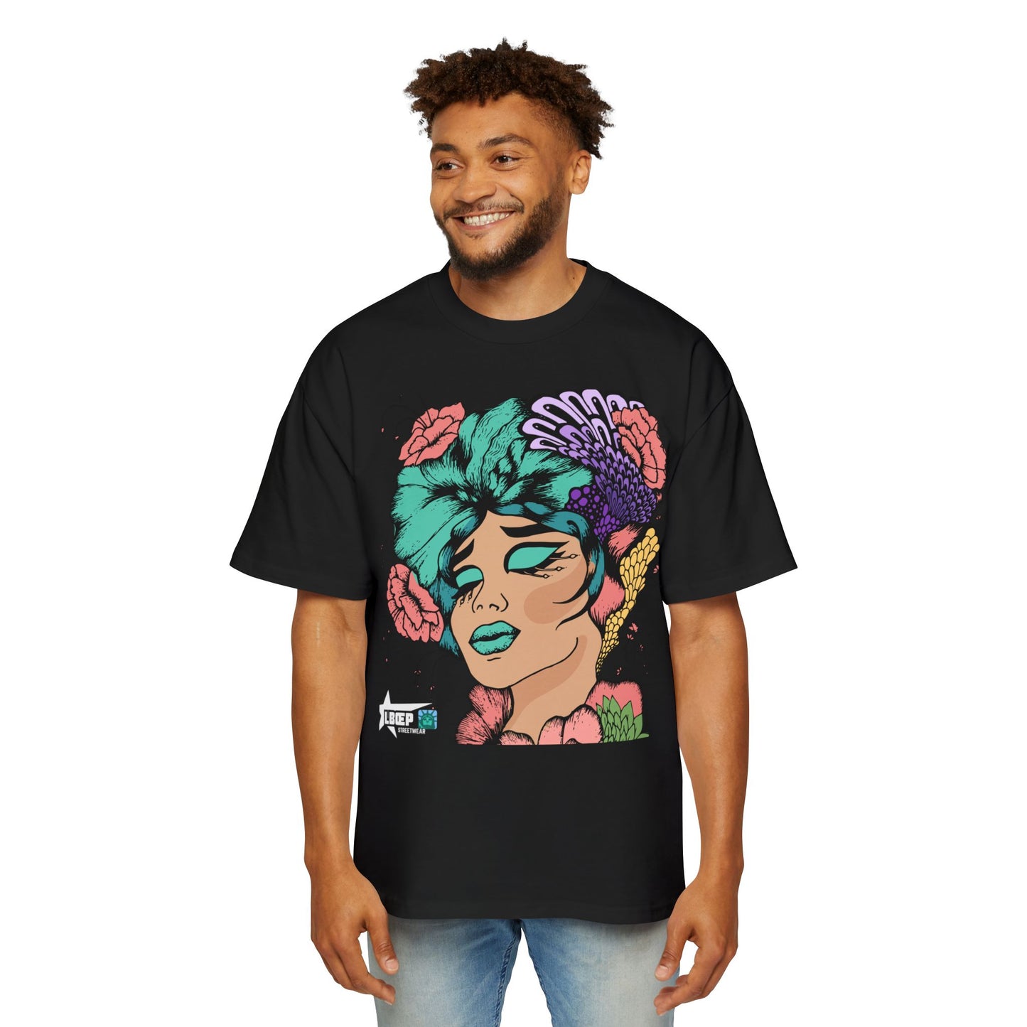 Graphic Tee — Vibrant Floral Pop-Art Portrait