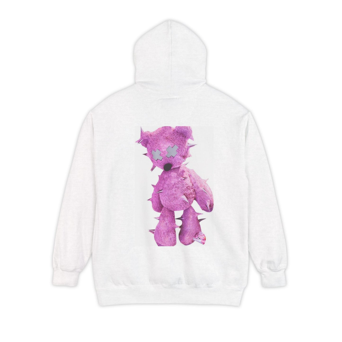 Unisex Garment-Dyed Hoodie - Trendy LBEP Streetwear with Spiked Plush Bear Design