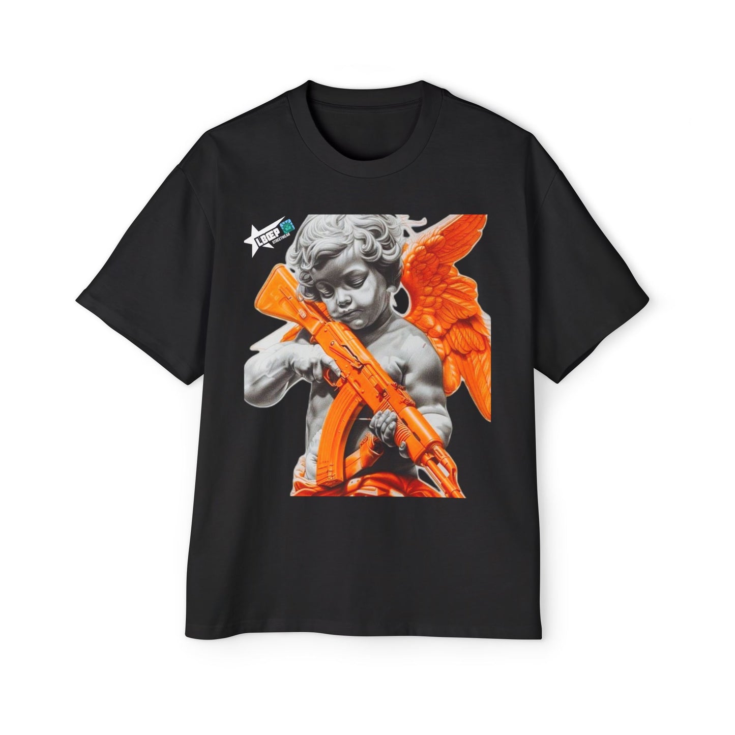 Men's Heavy Oversized Tee - Bold Angel Graphic Tee for Streetwear Style