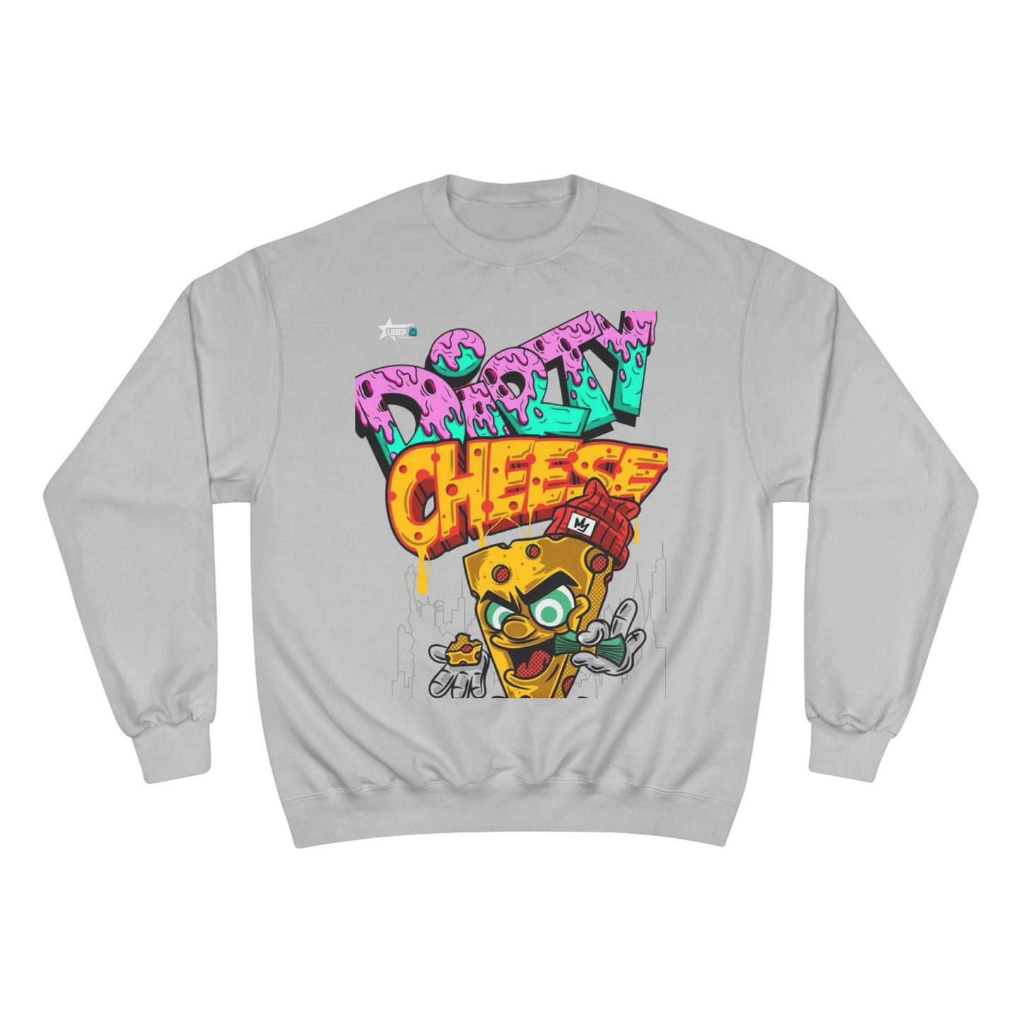 Funny Champion Sweatshirt - 'Dirty Cheese' Graphic Tee - Streetwear Style for Casual Parties