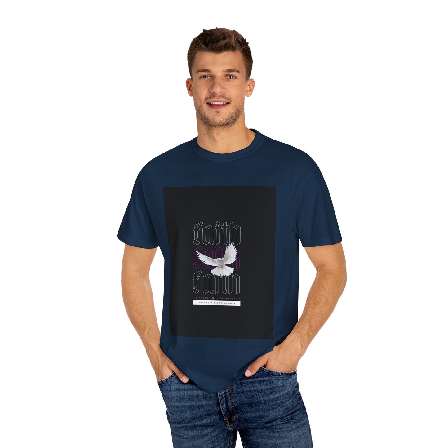 Unisex Garment-Dyed Faith T-Shirt - Inspirational Design with Dove - Perfect for Spirituality and Everyday Wear