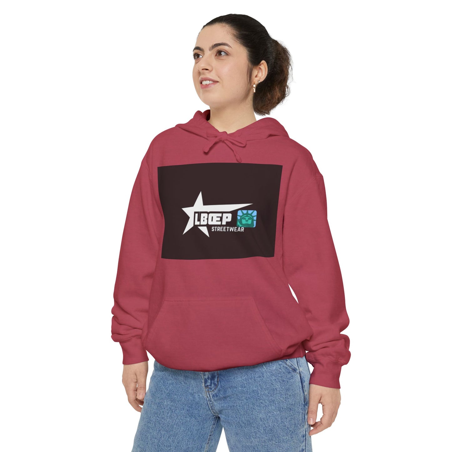 Unisex Garment-Dyed Hoodie - Trendy LBEP Streetwear with Spiked Plush Bear Design
