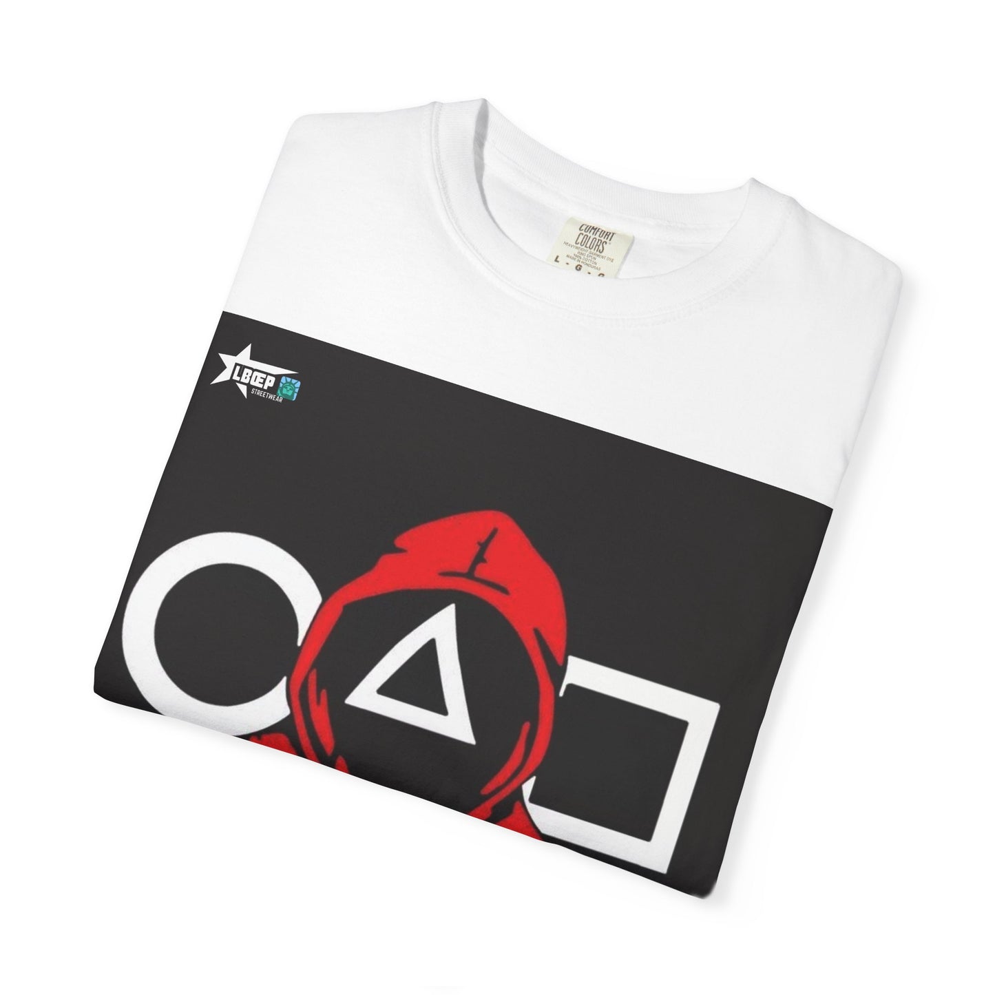 Squid Game Red Hood T-Shirt — Mask Symbols Circle Triangle Square Graphic Tee