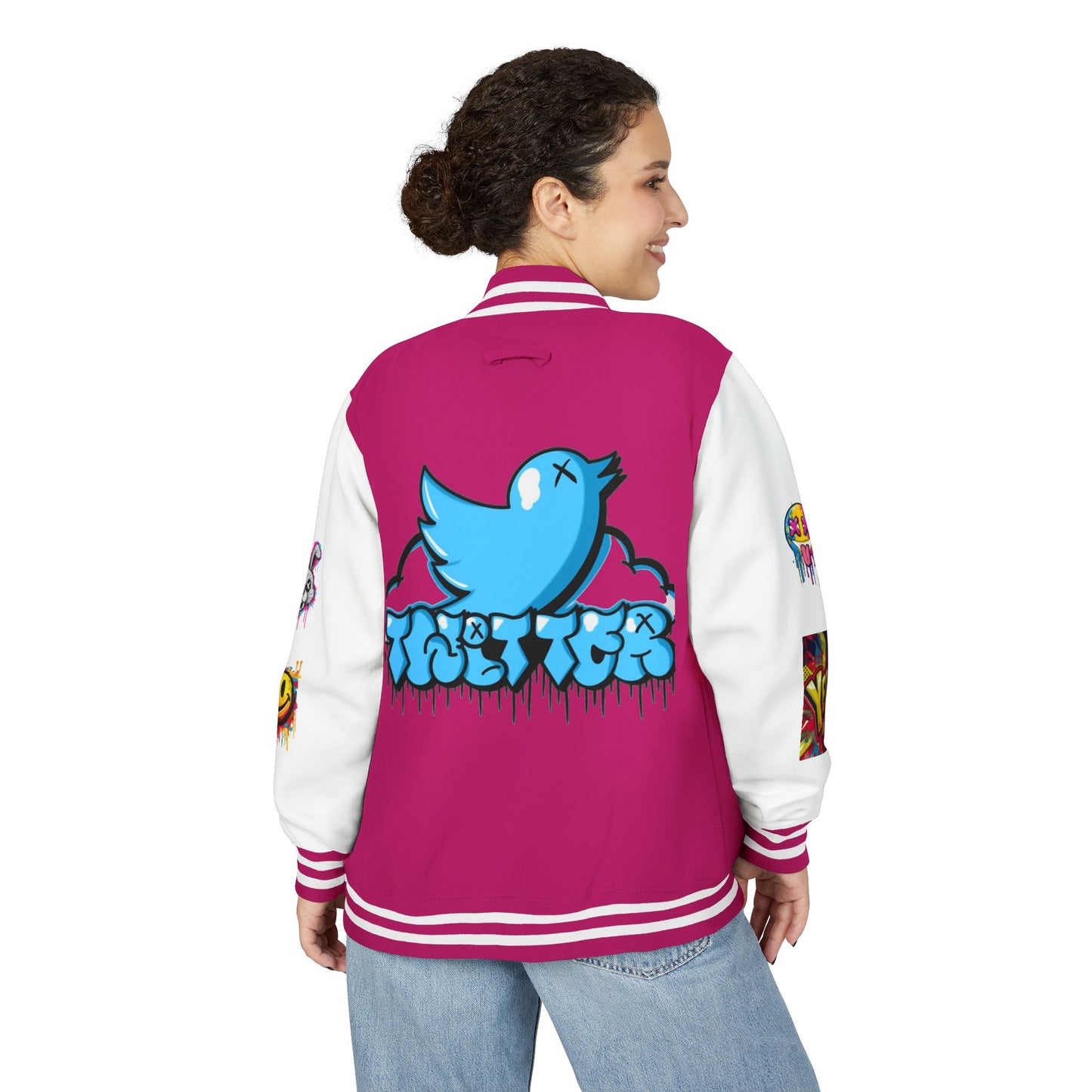 Trendy Unisex Heavyweight Letterman Jacket with Bold Graphics