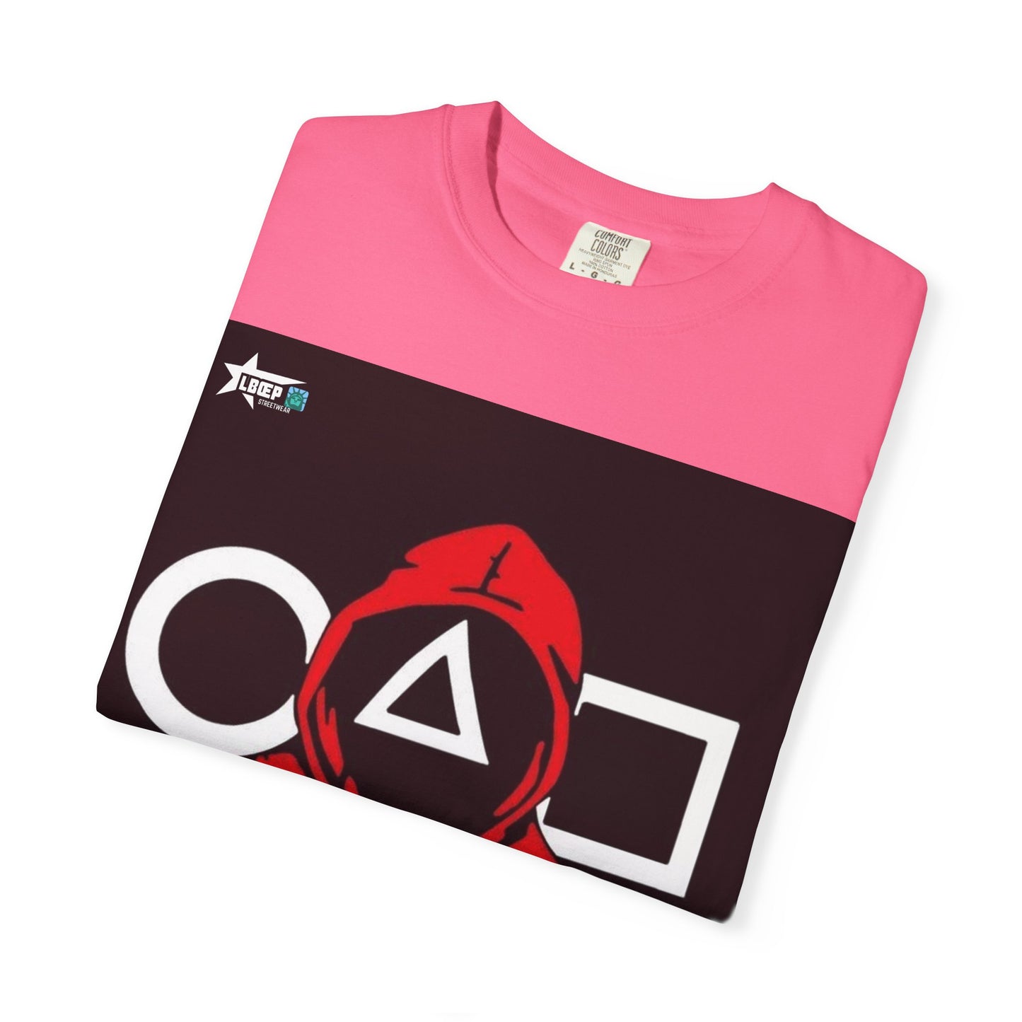 Squid Game Red Hood T-Shirt — Mask Symbols Circle Triangle Square Graphic Tee
