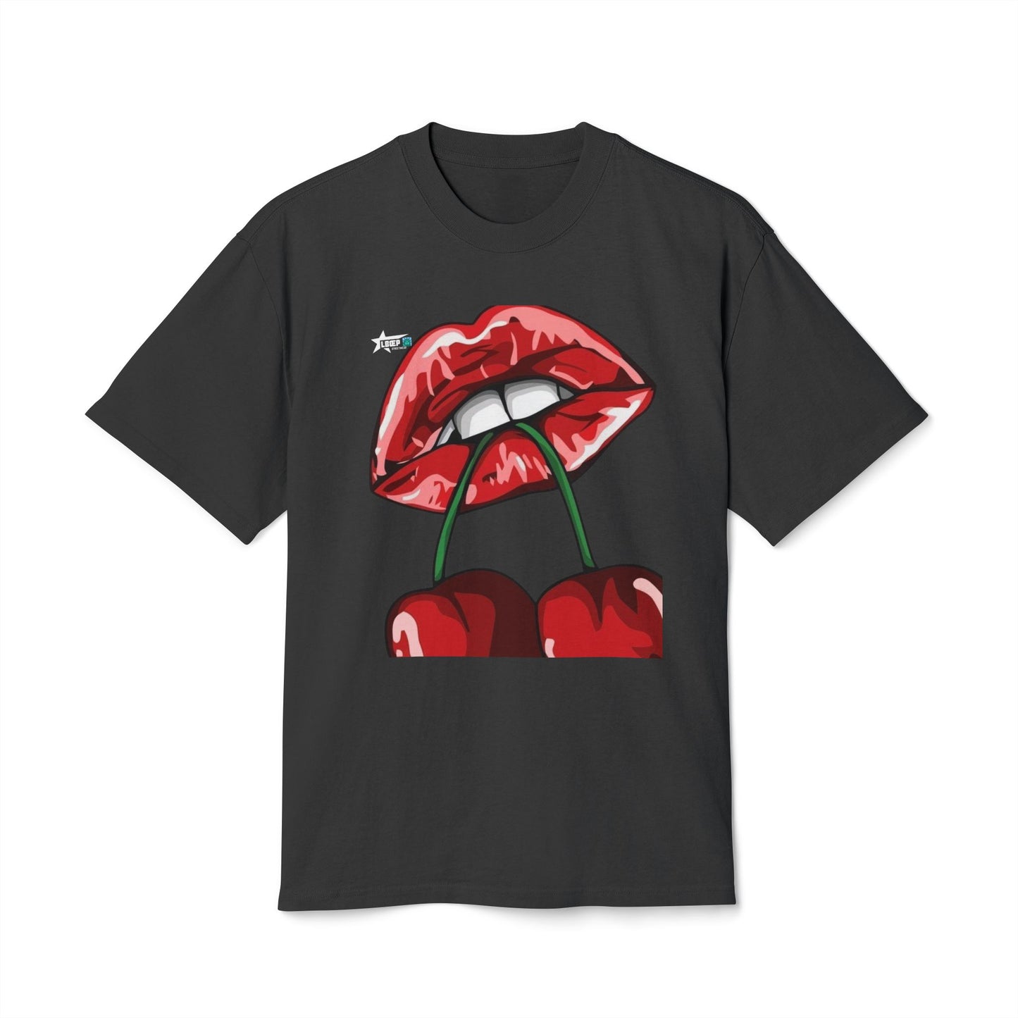 Unisex Heavy Faded Tee - Cherry Lips and Rose Graphic T-Shirt