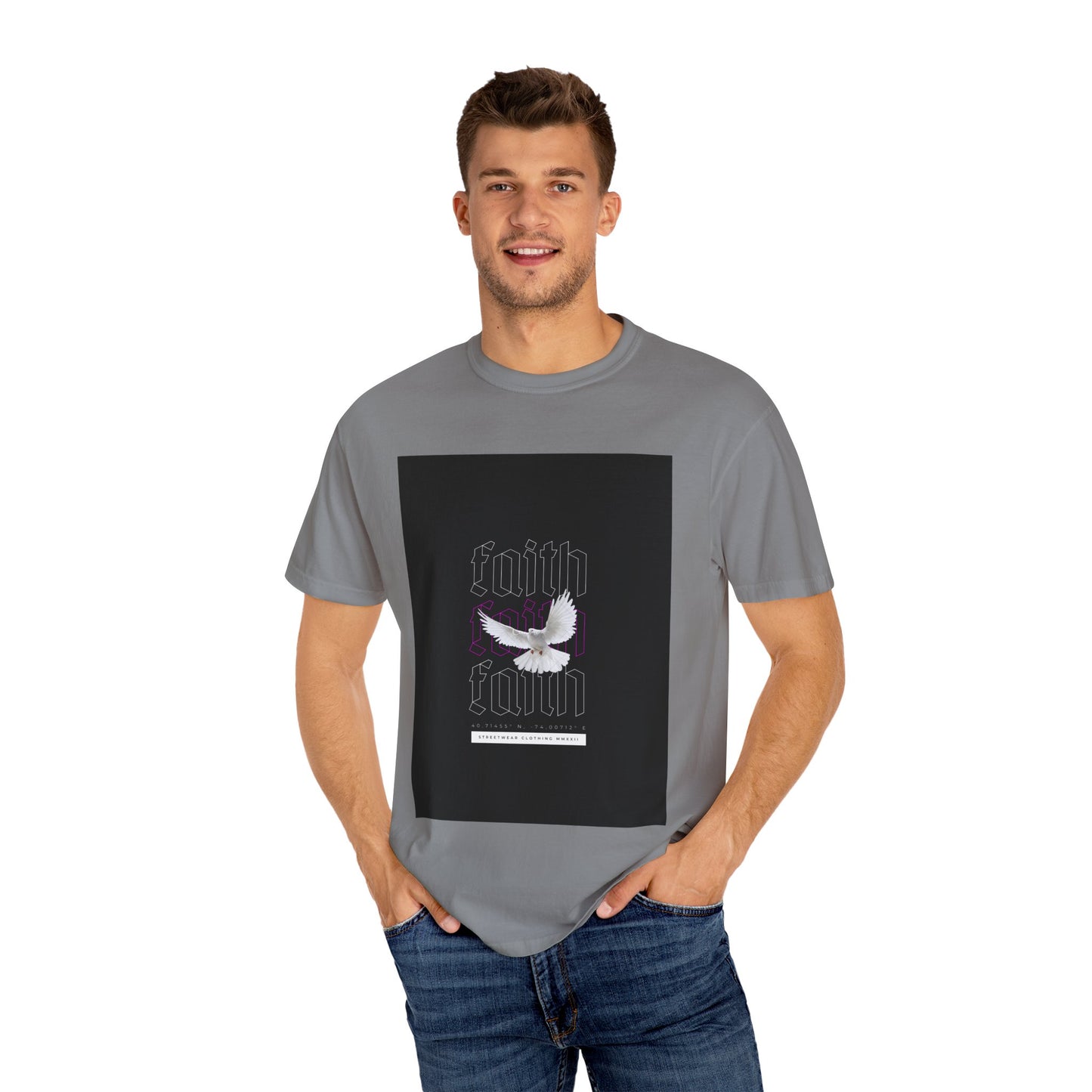 Unisex Garment-Dyed Faith T-Shirt - Inspirational Design with Dove - Perfect for Spirituality and Everyday Wear