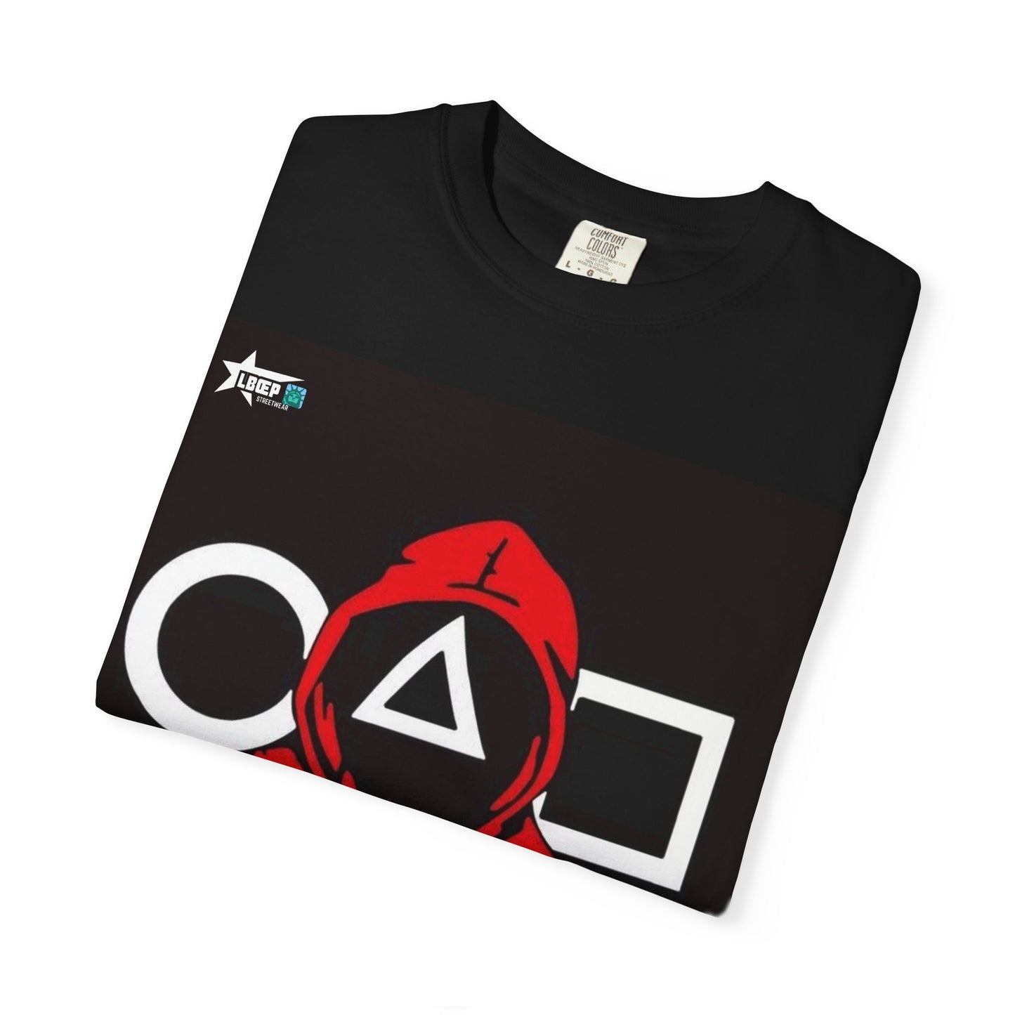 Squid Game Red Hood T-Shirt — Mask Symbols Circle Triangle Square Graphic Tee