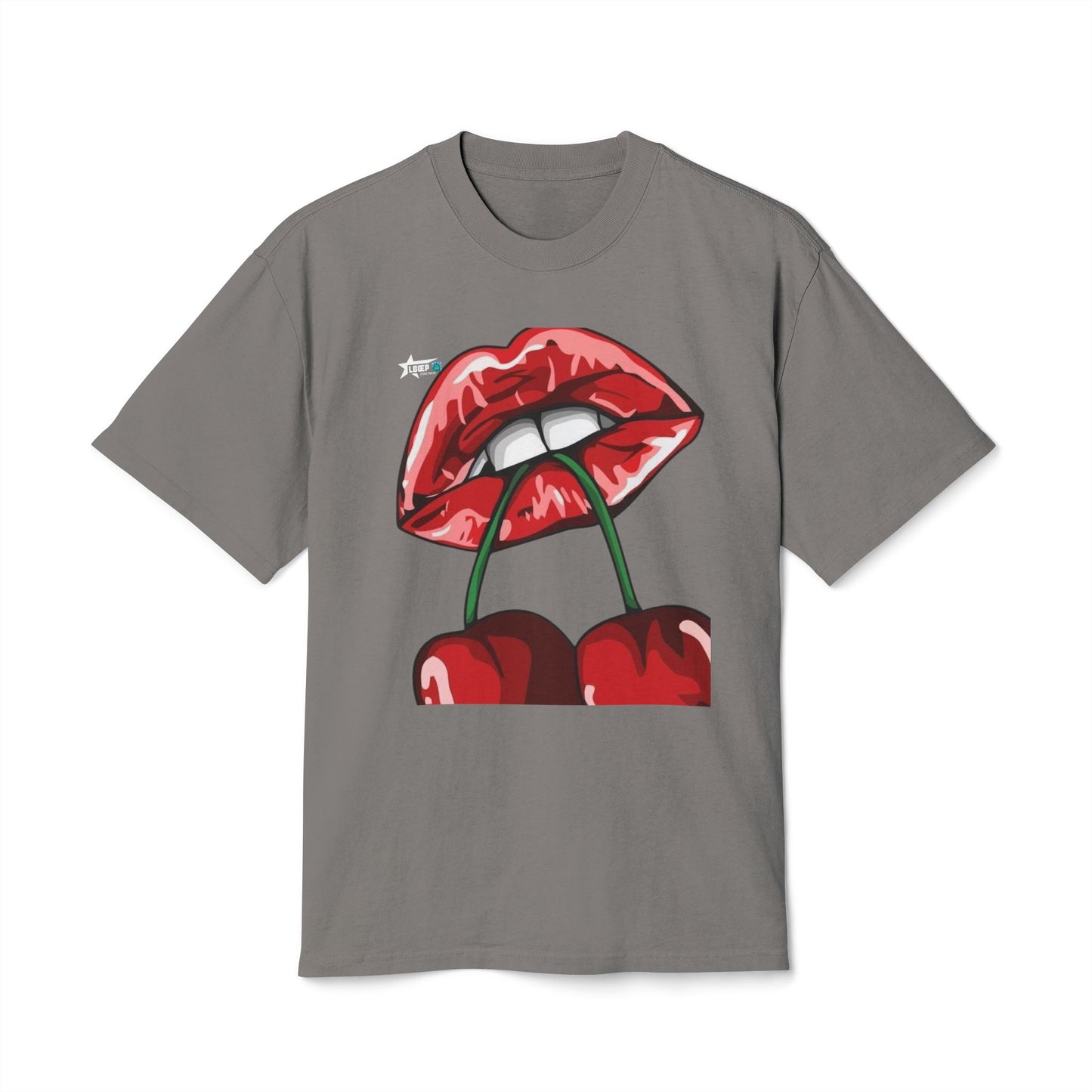 Unisex Heavy Faded Tee - Cherry Lips and Rose Graphic T-Shirt