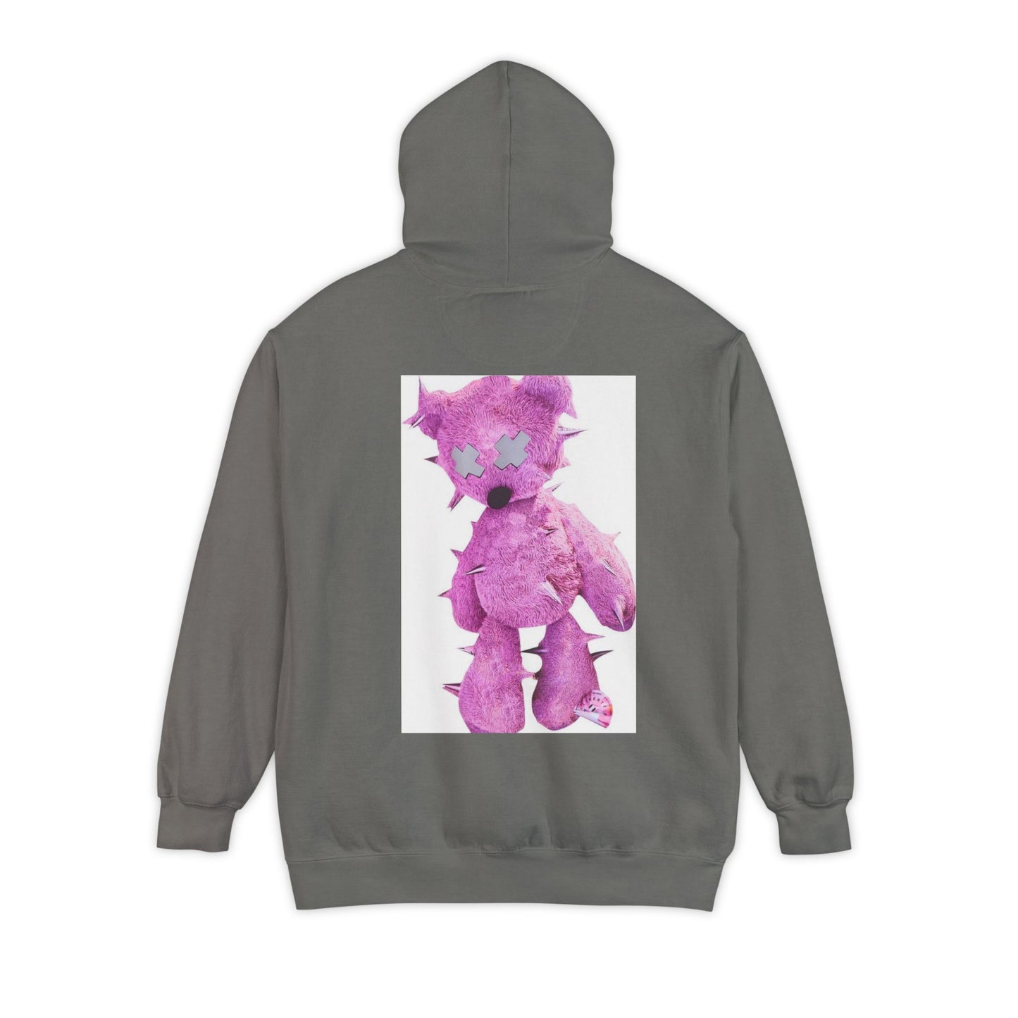 Unisex Garment-Dyed Hoodie - Trendy LBEP Streetwear with Spiked Plush Bear Design