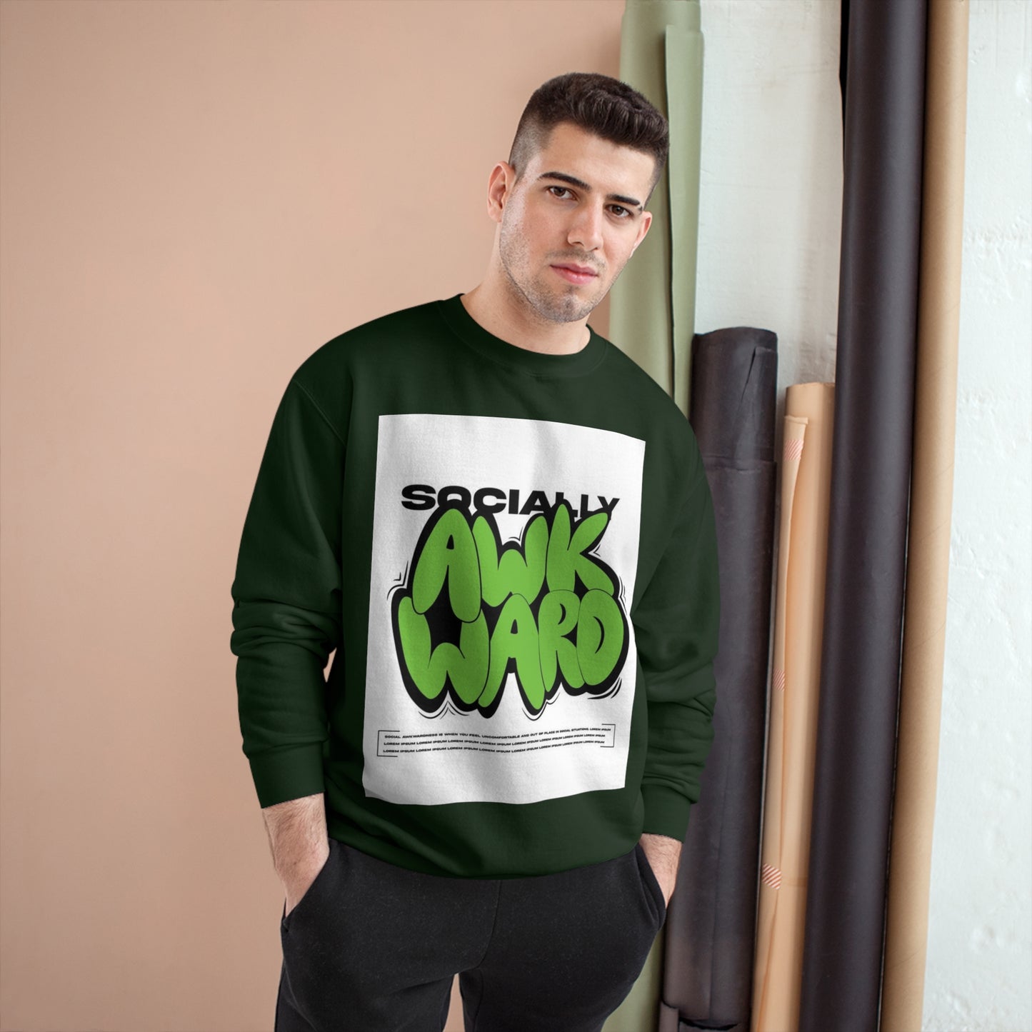 Socially Awkward Champion Sweatshirt - Trendy Graphic Casual Wear