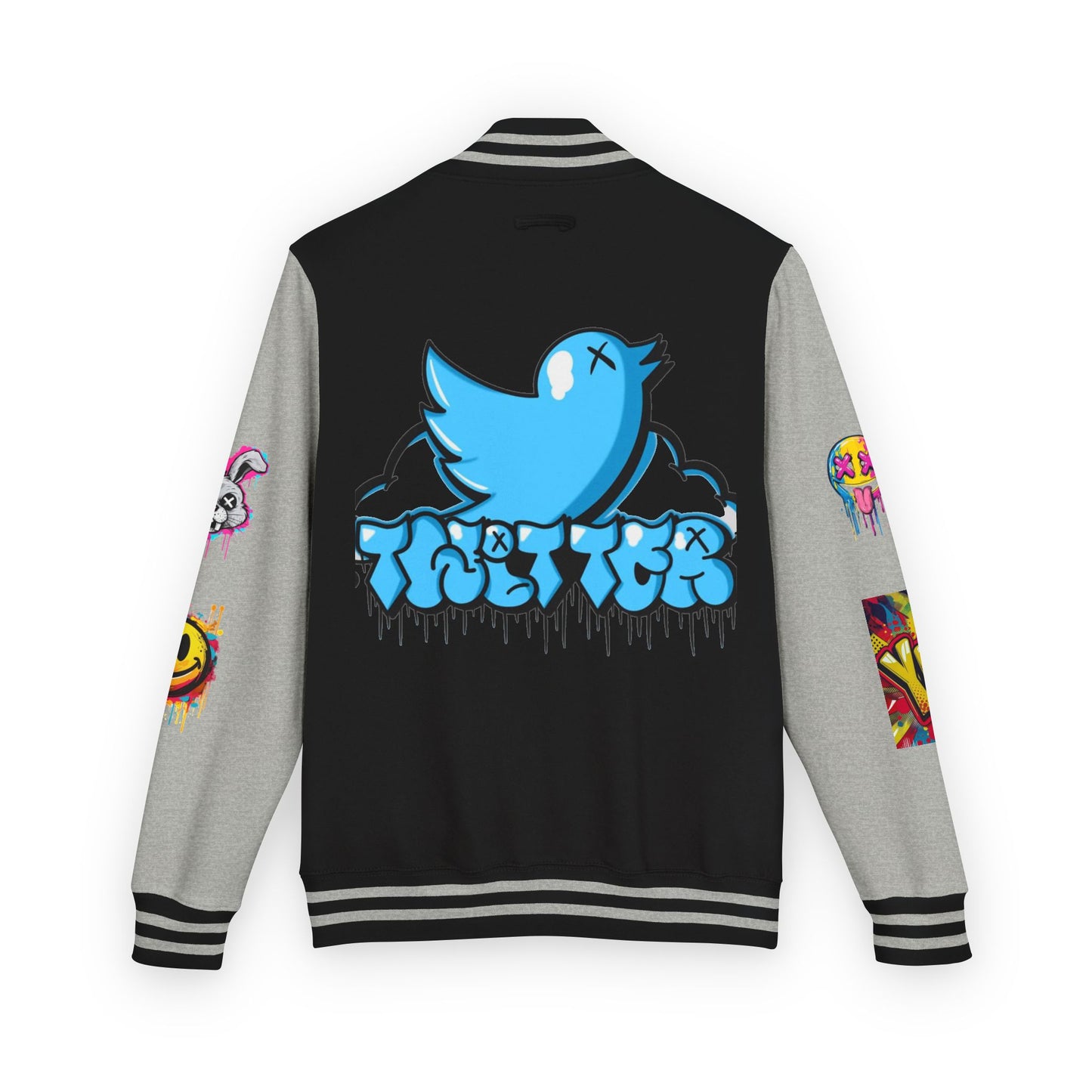 Trendy Unisex Heavyweight Letterman Jacket with Bold Graphics