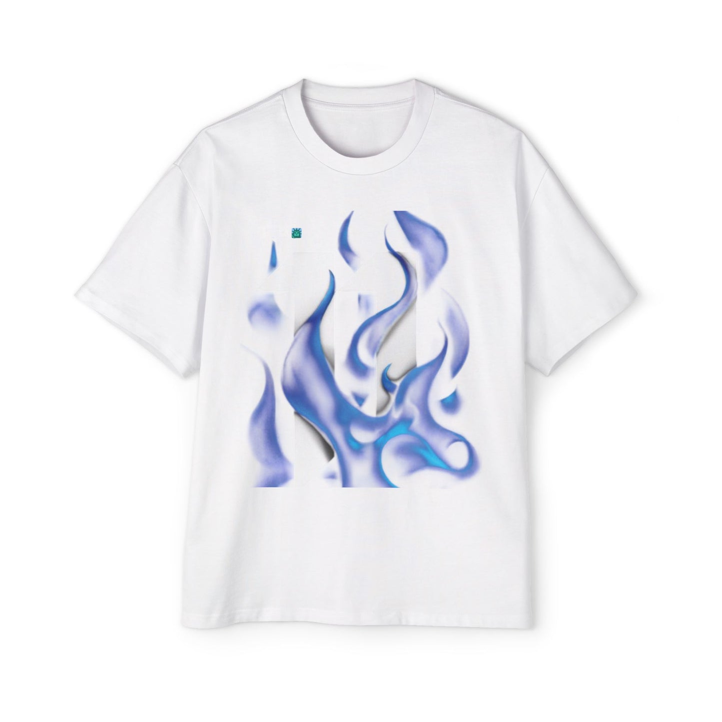 Blue Flame Graphic Tee — Men's Oversized Streetwear T-Shirt